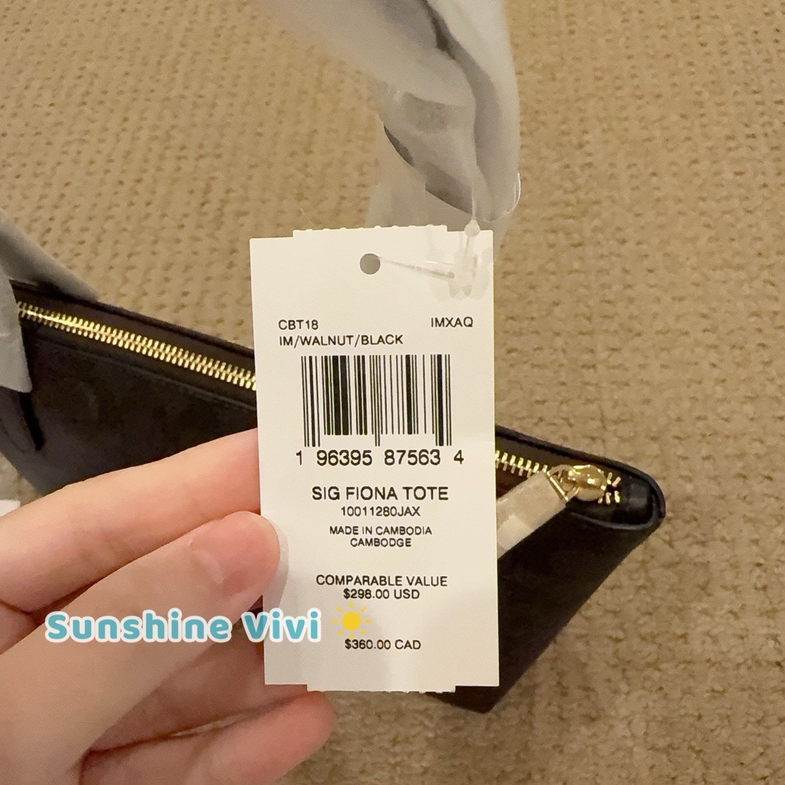 Coach NWT COACH Fiona Zip Tote Bag Canvas CBT18 Gold/Walnut/Black Size ONE SIZE - 3 Thumbnail