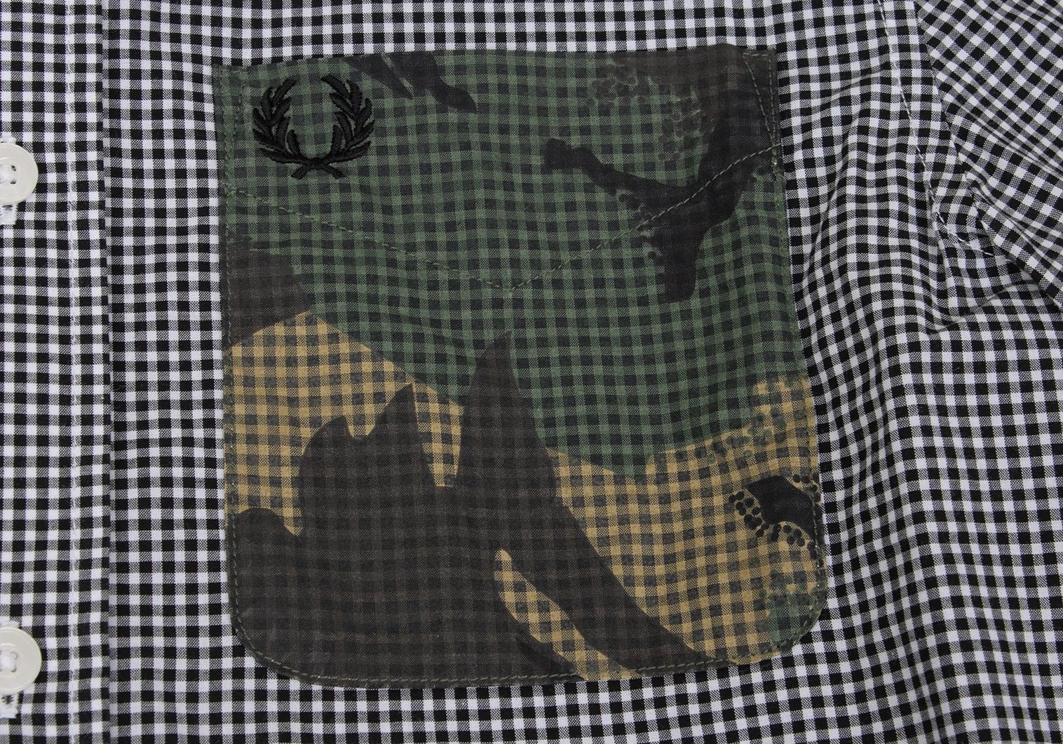 Fred Perry Camouflage Gingham Check Shirt in Black and White, XS Size US XS / EU 42 / 0 - 5 Thumbnail