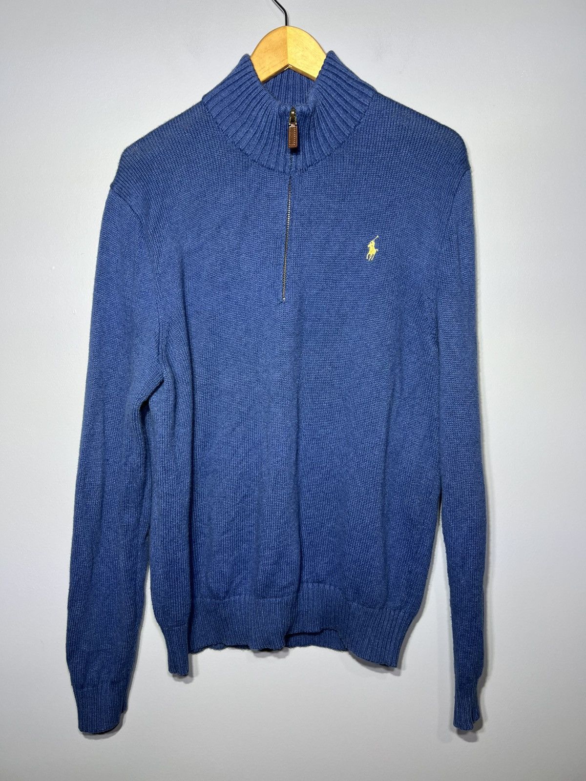 Polo Ralph Lauren Polo Ralph Lauren Sweater L Blue Knit Cotton 1/4 Quarter Zip Size US L / EU 52-54 / 3 - 2 Thumbnail
