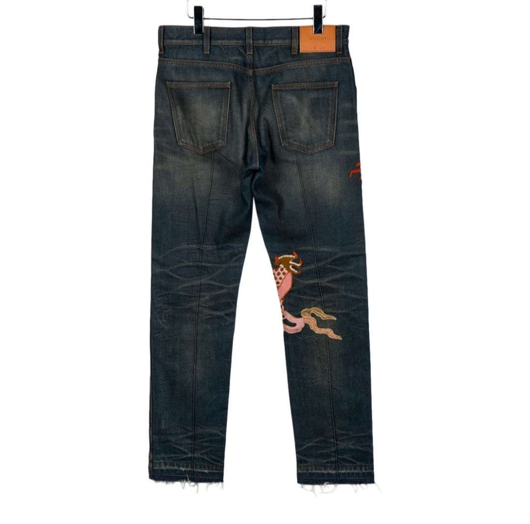 Gucci Gucci Embroidered Dragon Blue Jeans Size 32 NWT Size US 32 / EU 48 - 3 Thumbnail