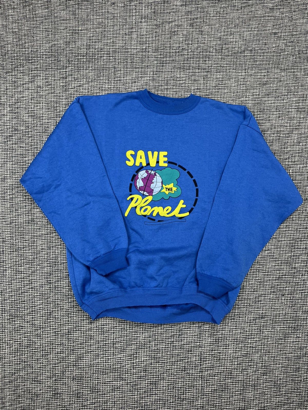 Vintage Save the planet 80s vintage sweatshirt crewneck blue Size US XL / EU 56 / 4 - 1 Thumbnail