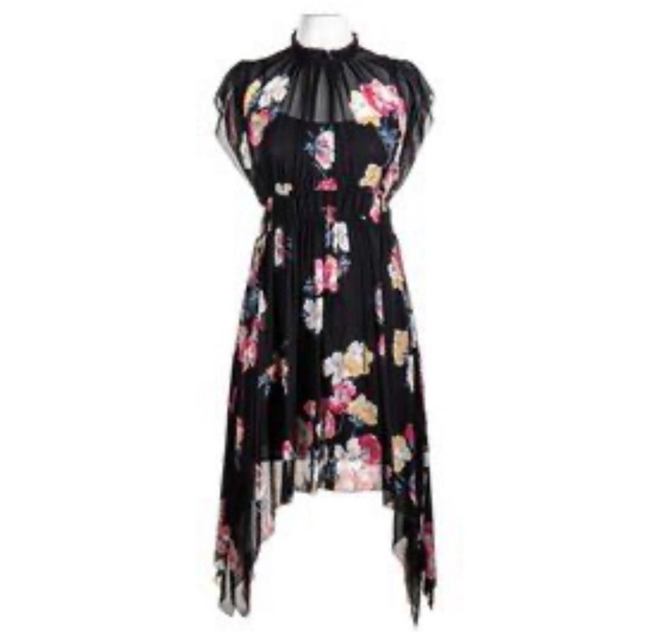 Ulla Johnson Ulla Johnson Luisa Black Silk Floral Asymmetric Dress Size XS / US 0-2 / IT 36-38 - 7 Thumbnail