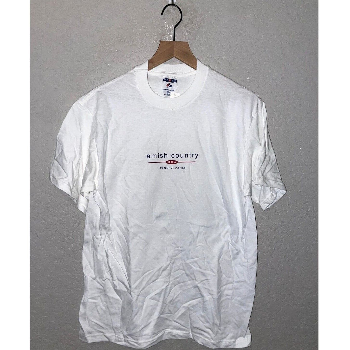 Jerzees Vintage Amish Country Anvil USA Graphic White M Shirt 1990s Size US M / EU 48-50 / 2 - 1 Thumbnail