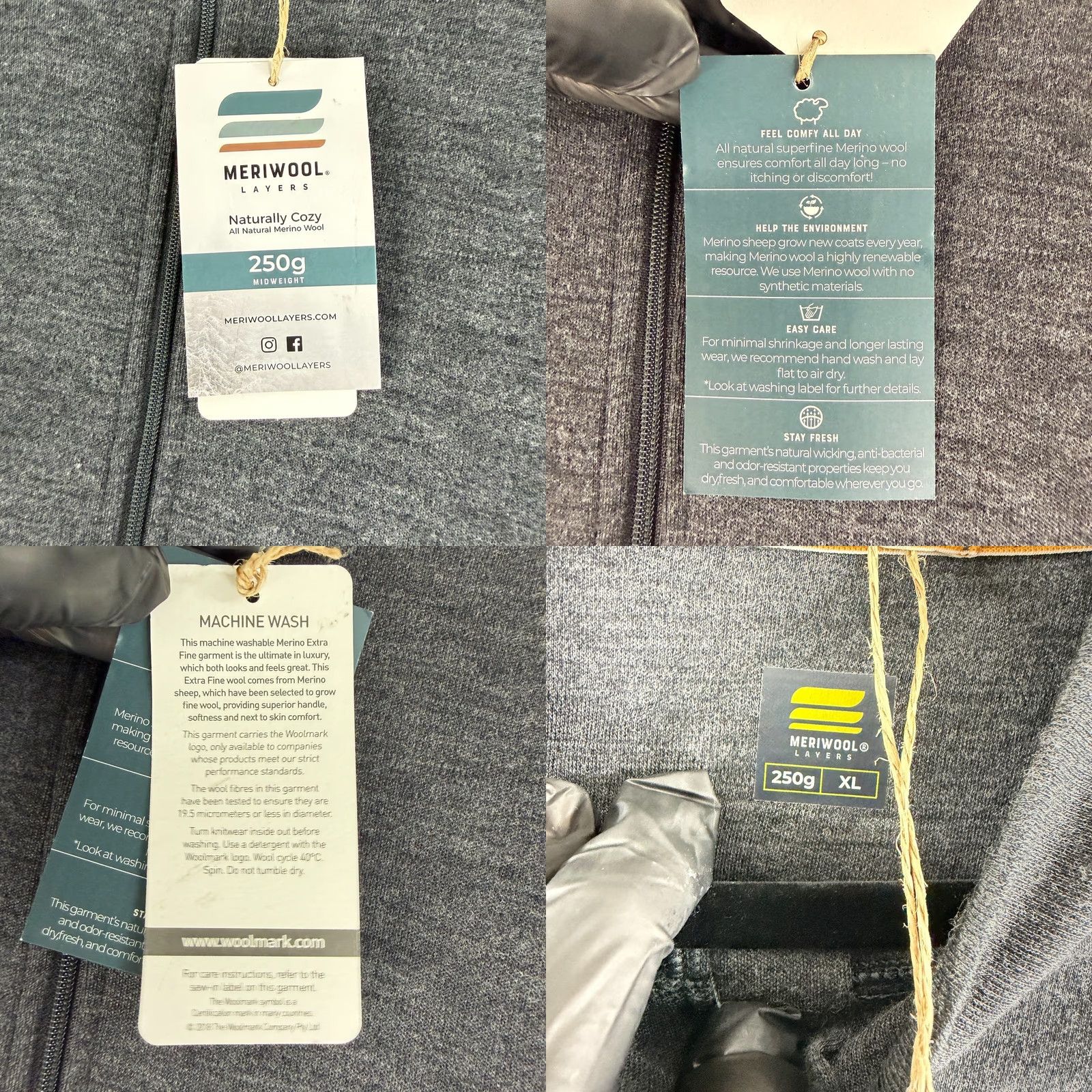 Vintage Meriwool Layers 250 Midweight Half Zip Shirt Mens XL Gray Long Sleeve Wool Size US XL / EU 56 / 4 - 8 Thumbnail