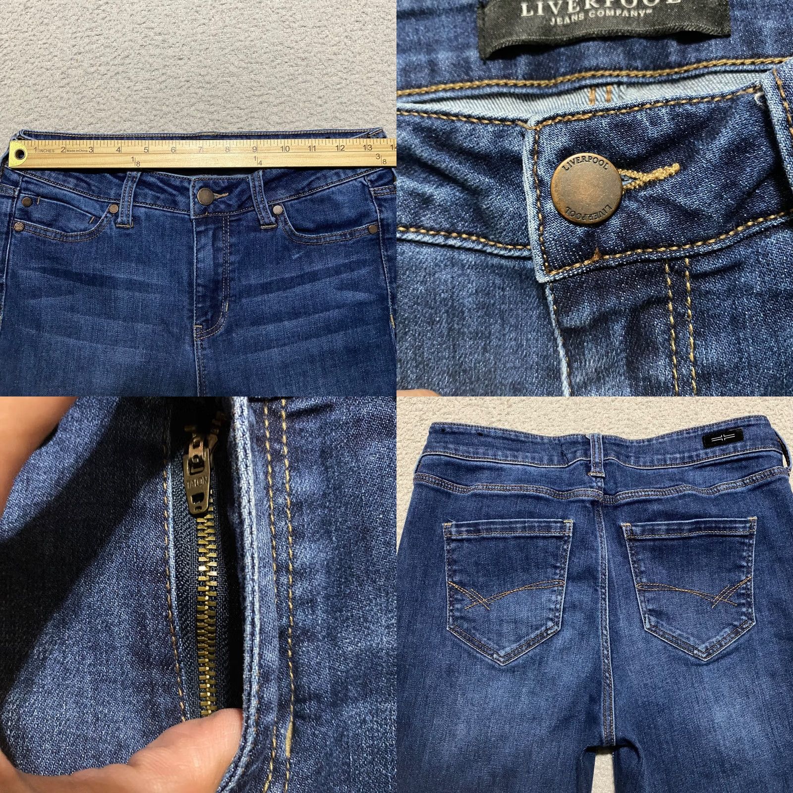 Denime Liverpool Womens Jeans sz 4 Blue Denim Dark Wash Straight Cropped Mid Rise Size 27" / US 4 / IT 40 - 8 Thumbnail