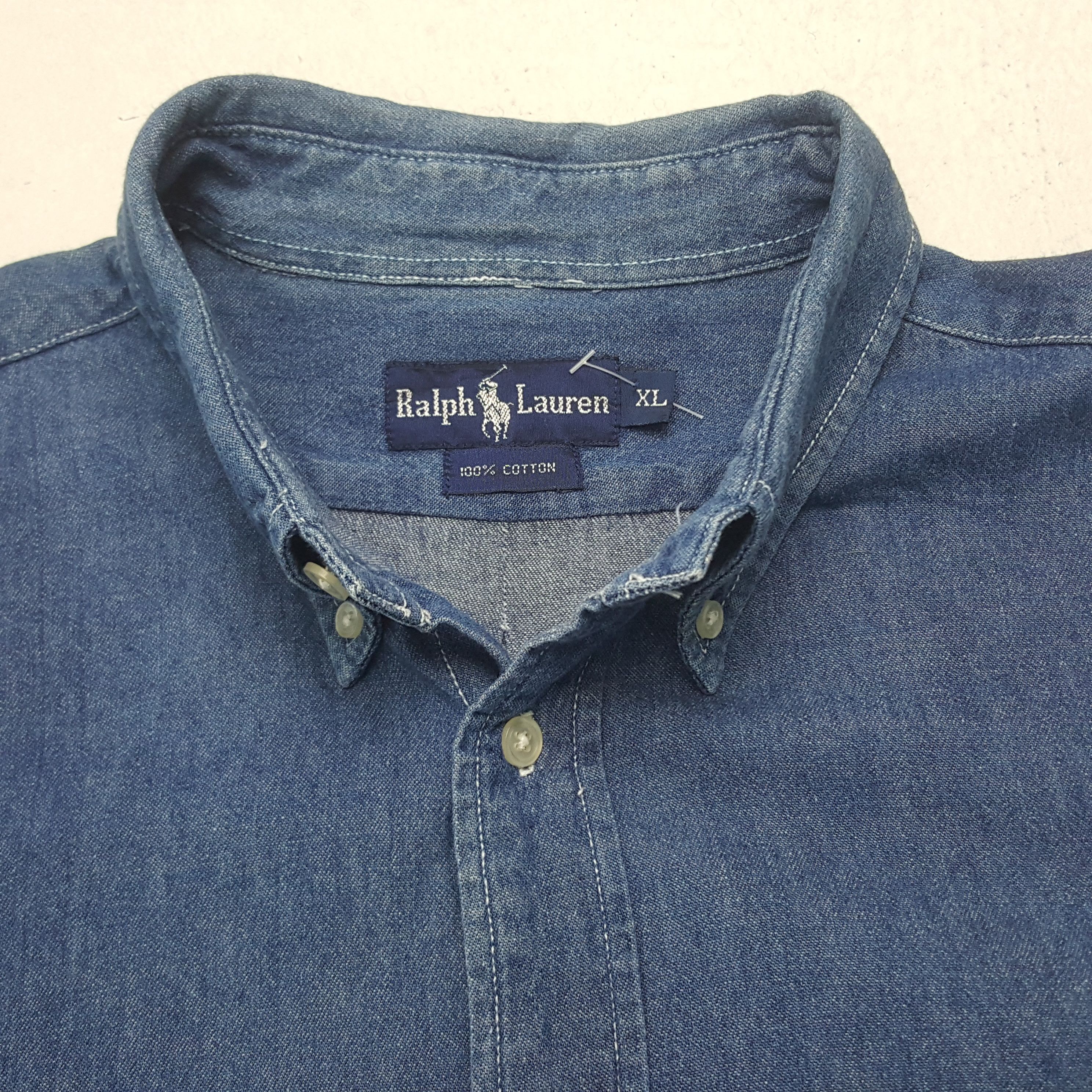 Polo Ralph Lauren × Vintage Vintage Ralph Lauren Denim Button Up Shirt Size US XL / EU 56 / 4 - 4 Thumbnail