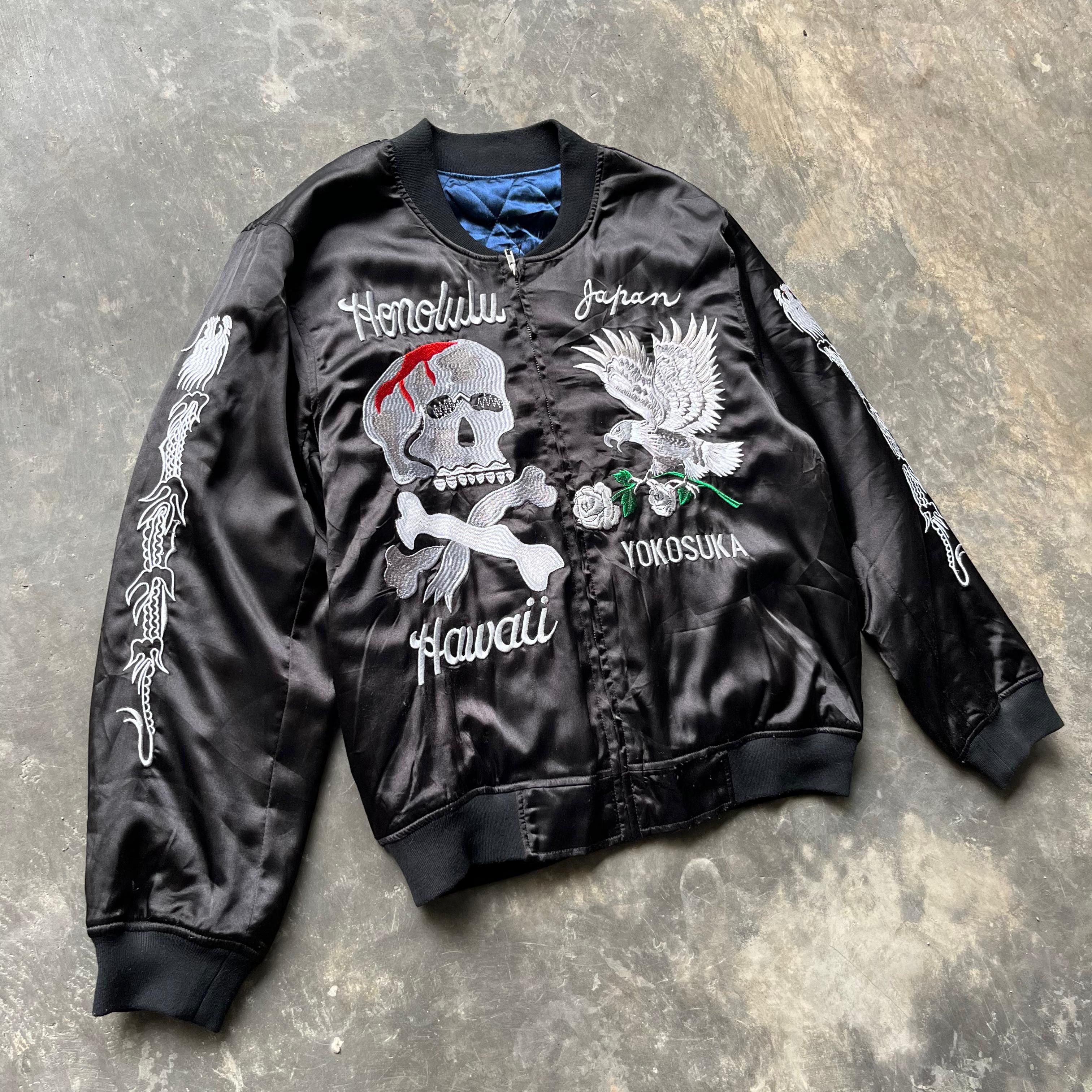 14th Addiction VTG💥 Sukajan Jacket Japanese Brand Skull Eagles Embroidery Size US XL / EU 56 / 4 - 4 Thumbnail