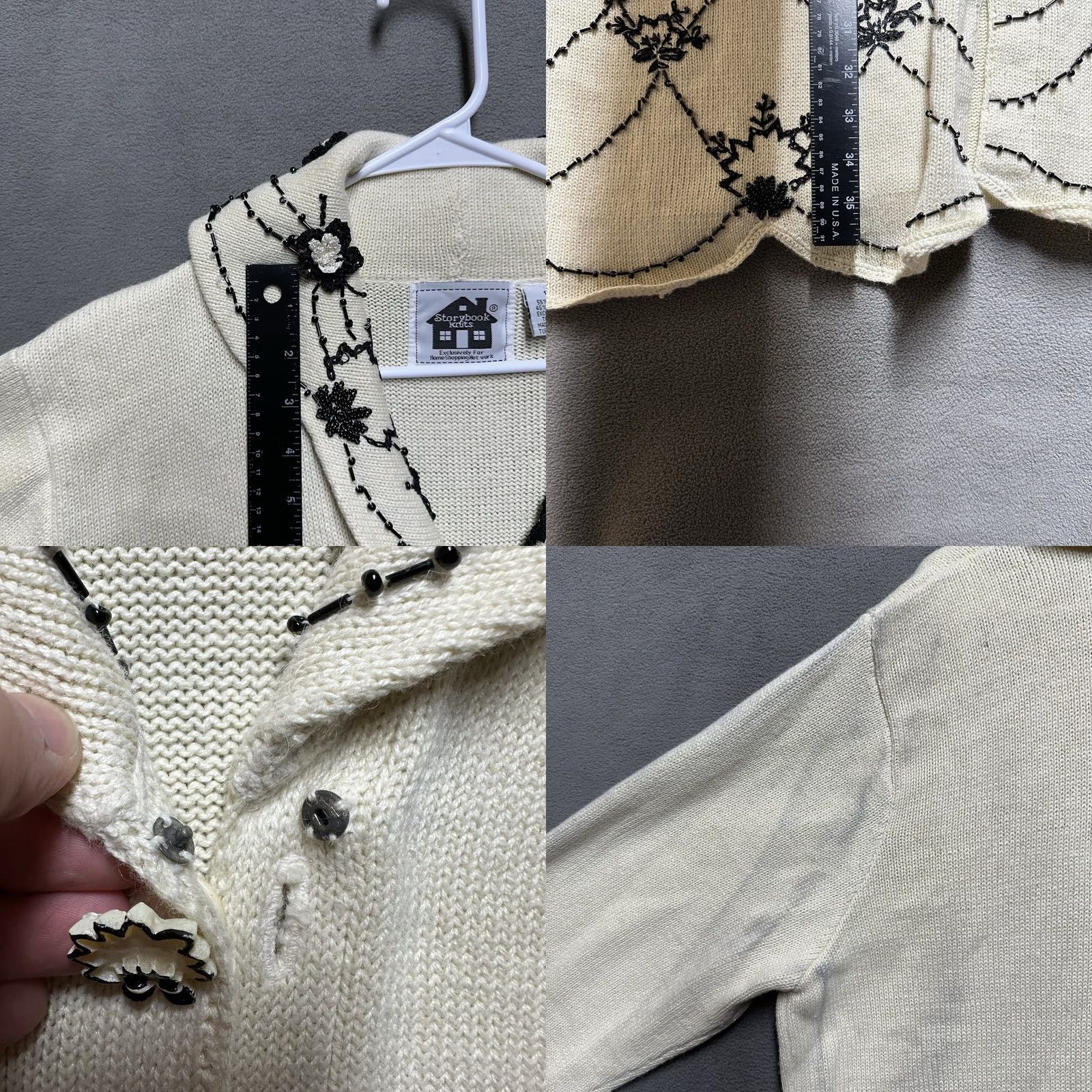 Vintage VINTAGE Storybook Knits Sweater Women 1X Long Floral Cardigan Open Front Ivory Forever Famous Size XL / US 12-14 / IT 48-50 - 10 Thumbnail