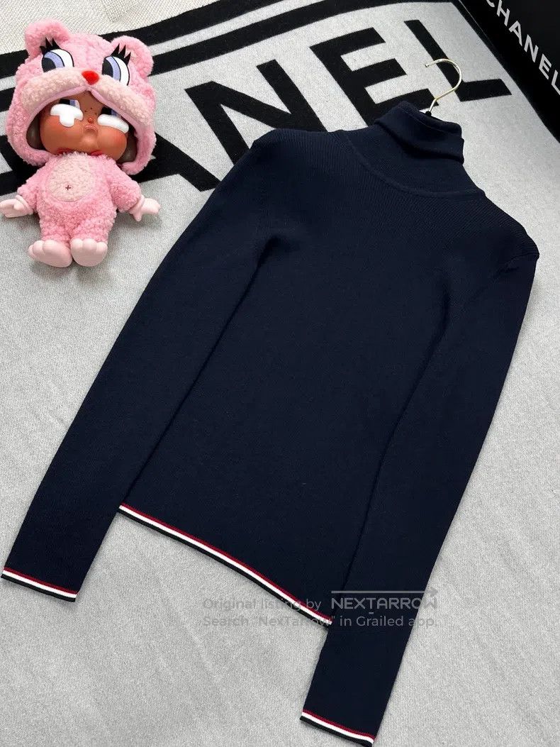 Thom Browne Thom Browne Navy Blue Long Sleeve Knit Sweater Size S / US 4 / IT 40 - 2 Thumbnail