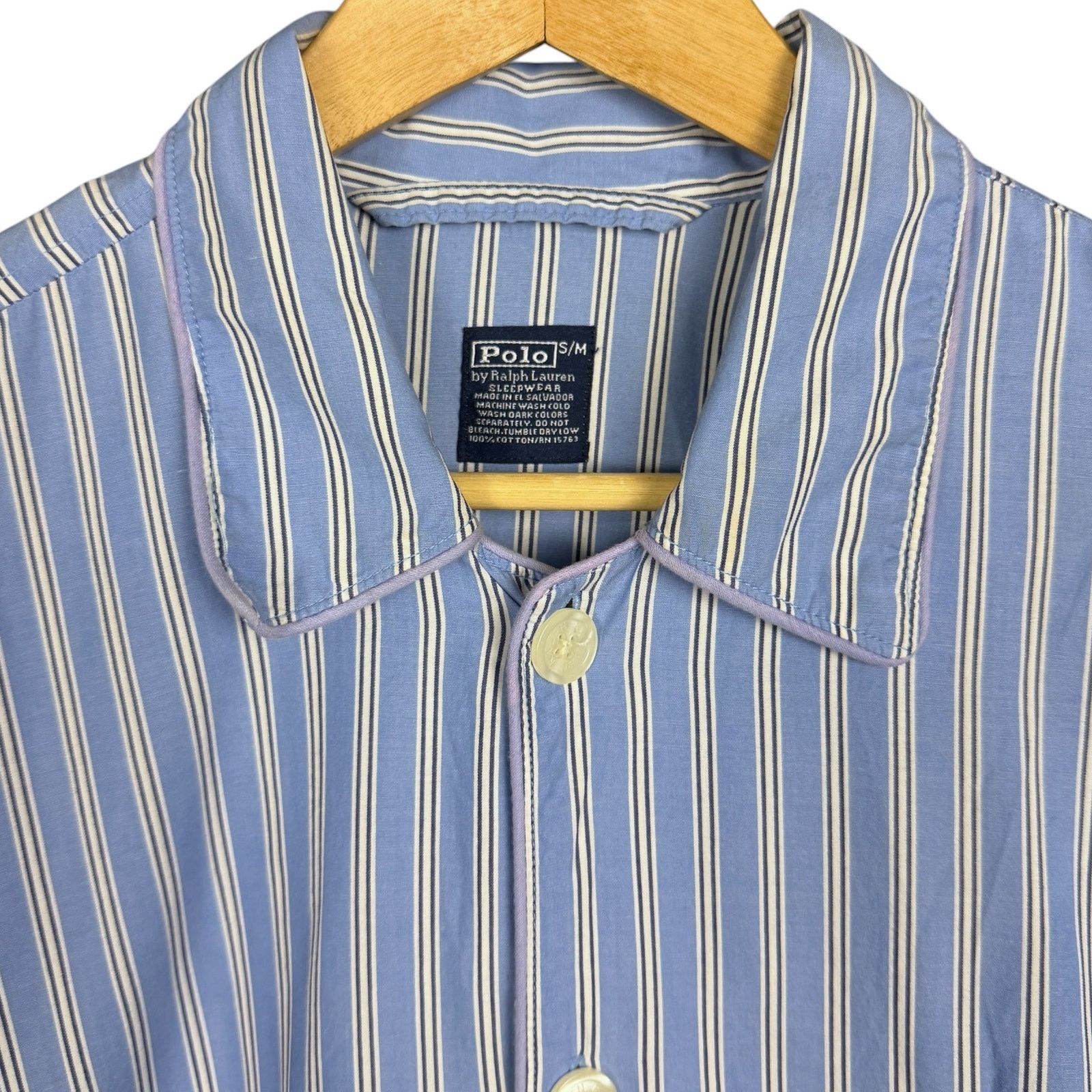 Polo Ralph Lauren Polo Ralph Lauren Mens S/M Blue White Striped Pajama Shirt Size ONE SIZE - 3 Thumbnail
