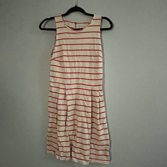 Ann Taylor Ann Taylor LOFT Red & Cream Striped Pleated Dress Sz 8 Size M / US 6-8 / IT 42-44 - 1 Thumbnail