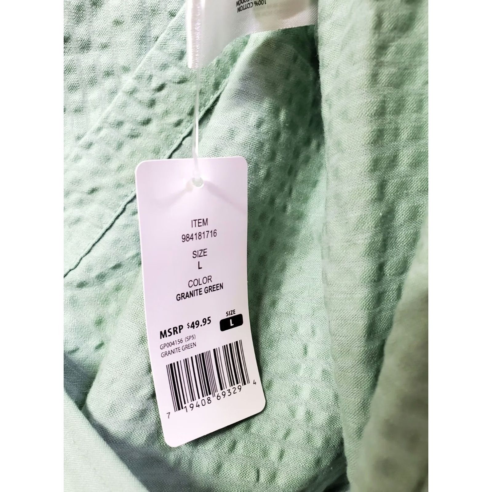 Gap Gap Seersucker Shirt Mens Large Granite Green Short Sleeve Button Up NWT Size US L / EU 52-54 / 3 - 5 Thumbnail