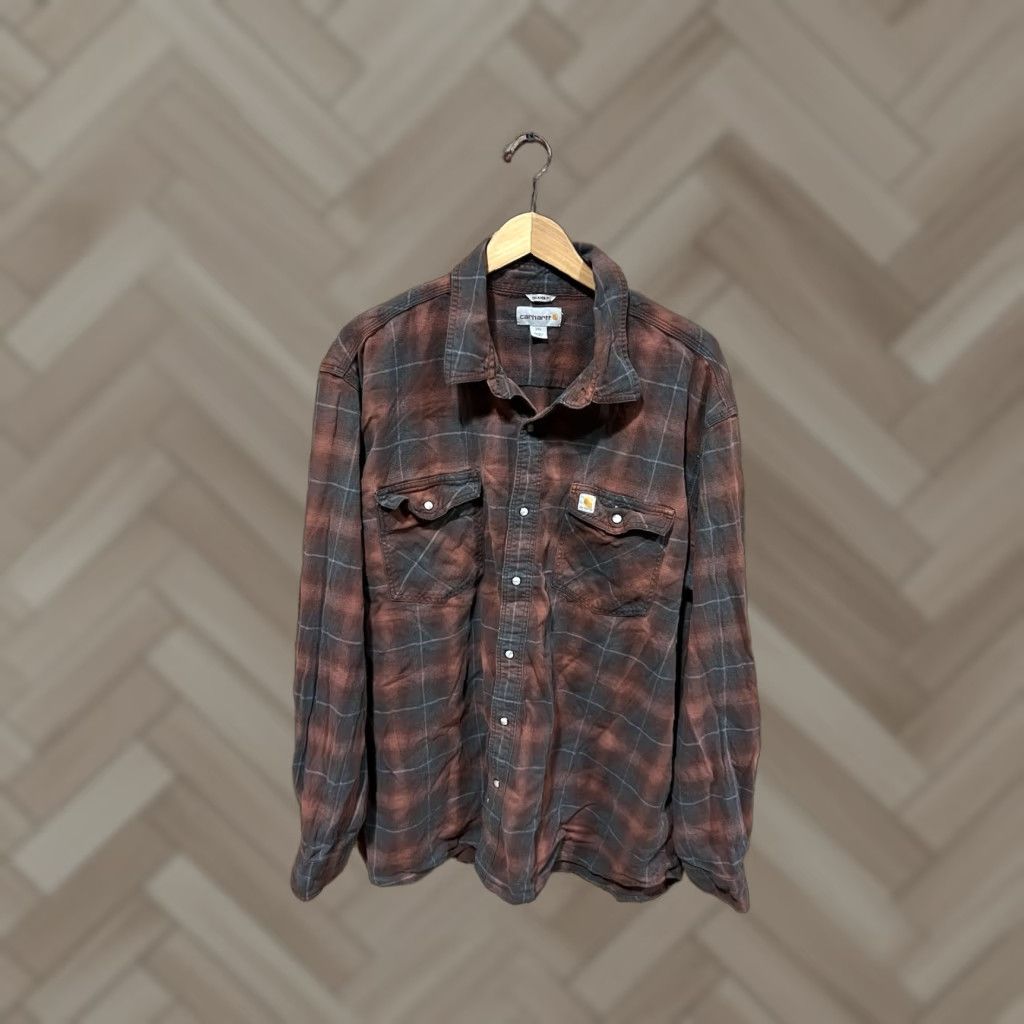 Carhartt Carhartt Mens Red Plaid Long Sleeve Button-Up Snap Pearl Pocket 2XL Size US XXL / EU 58 / 5 - 1 Thumbnail