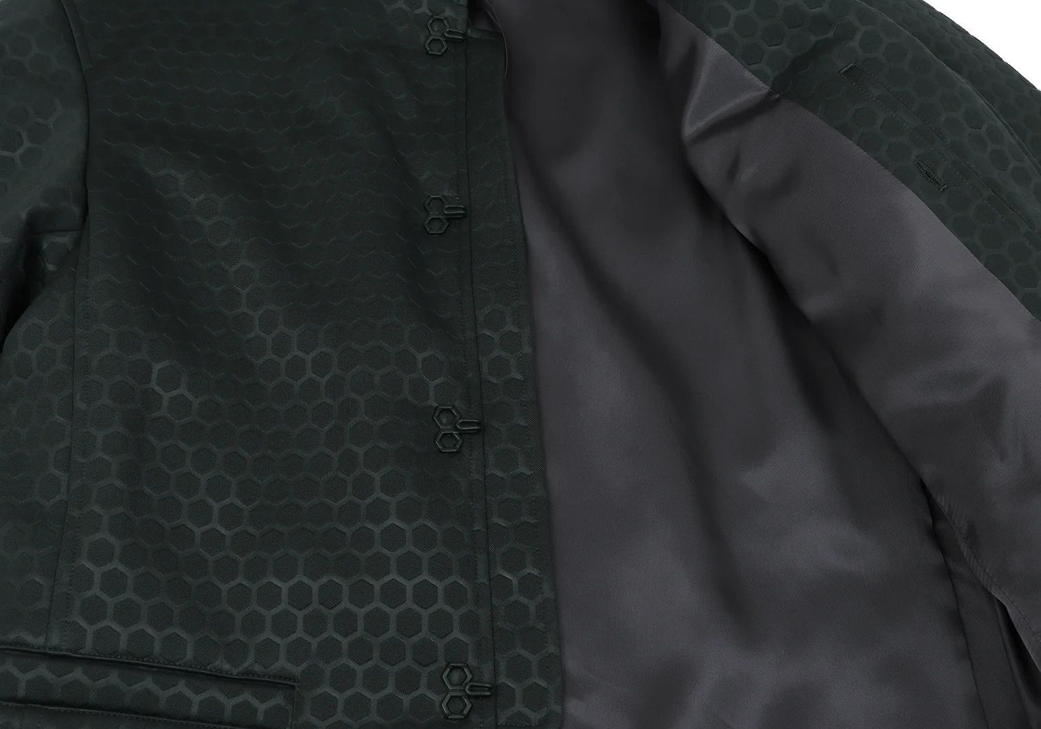 Issey Miyake Hexagon Embossed Hook Jacket in Deep Green Size US M / EU 48-50 / 2 - 11 Thumbnail
