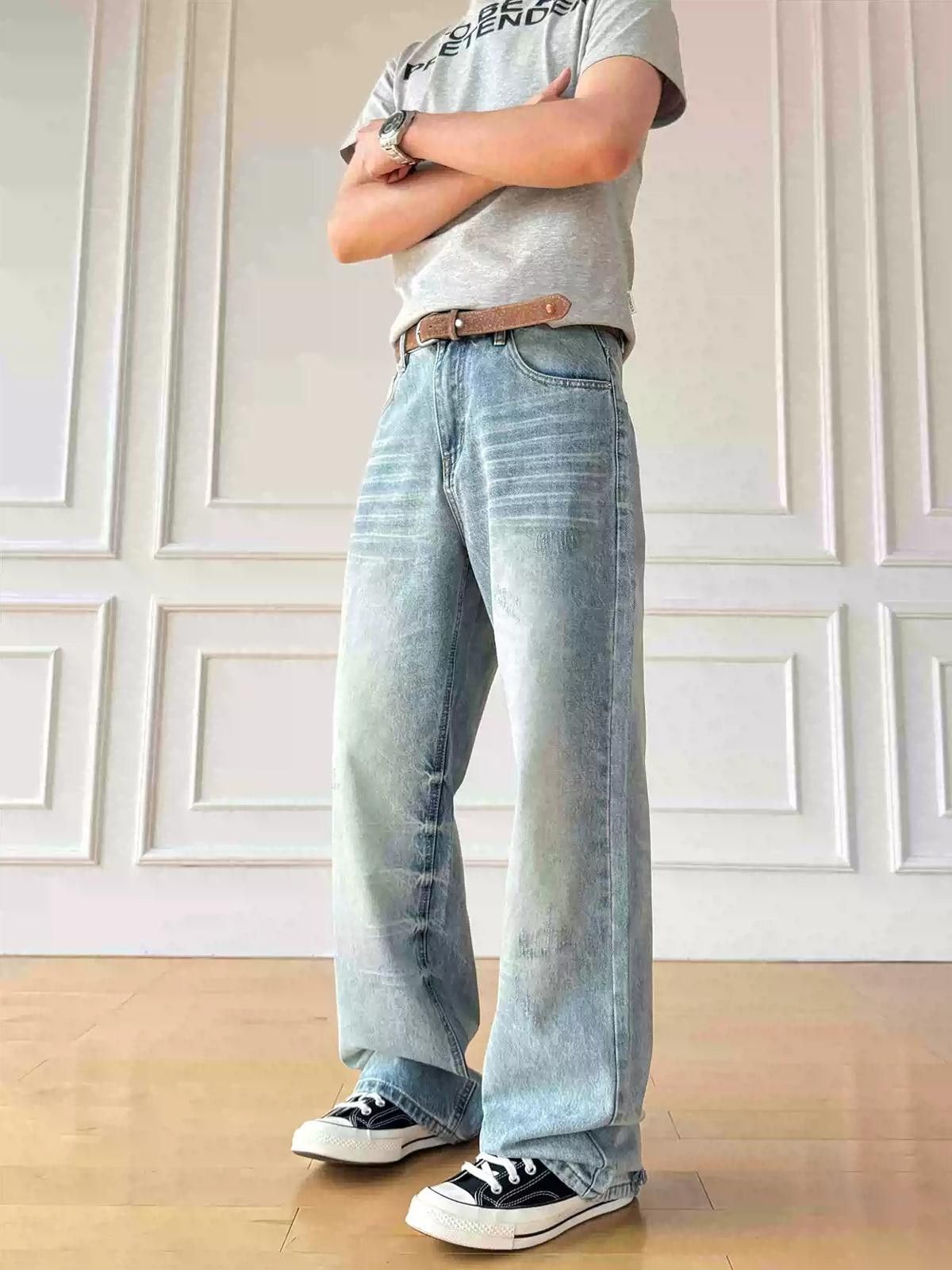 Vintage Whiskered Wide Leg Jeans Size US 32 / EU 48 - 1 Thumbnail