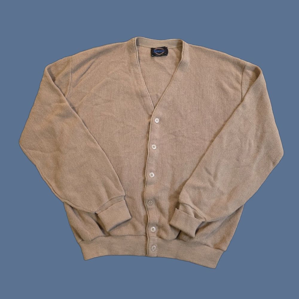 Jantzen VINTAGE Jantzen Cardigan Sweater Mens XL Beige Spun Pak Orlon Acrylic V-Neck Button Knit Long Sleeve Size US XL / EU 56 / 4 - 1 Thumbnail