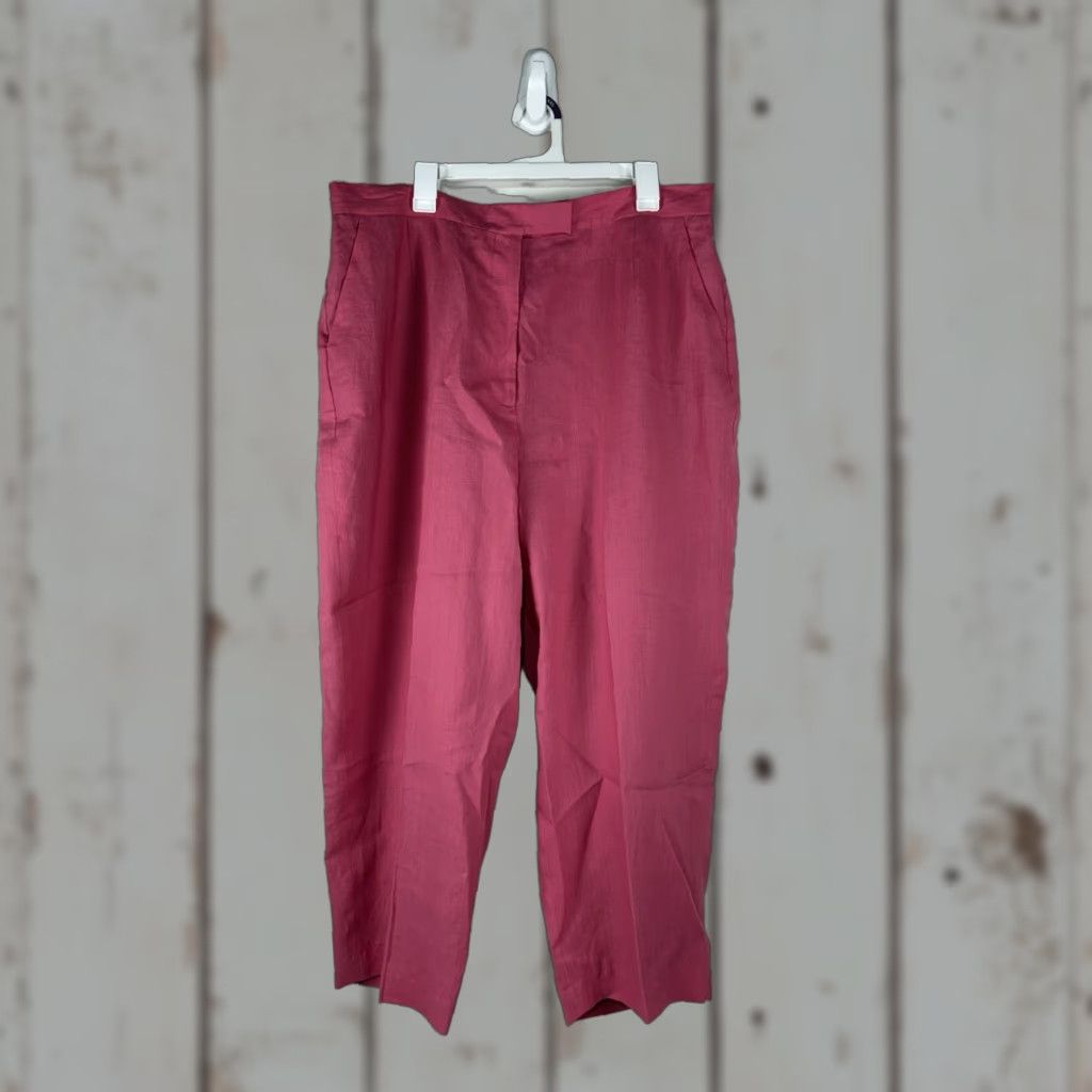 Vintage Parisian Signature Woman Pink Linen Dress Pants Plus Size 22W Wide Leg Classic Fit Womens Size 40" / US 18 - 1 Thumbnail
