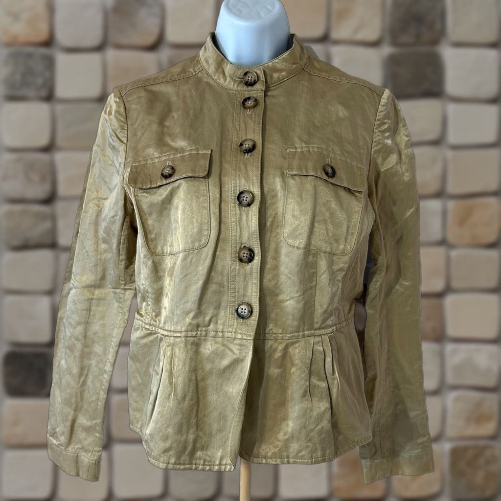 Michael Kors VINTAGE Michael Kors Jacket Women M Gold Button Up Pockets Casual Party/Cocktail Workwear Size M / US 6-8 / IT 42-44 - 1 Thumbnail