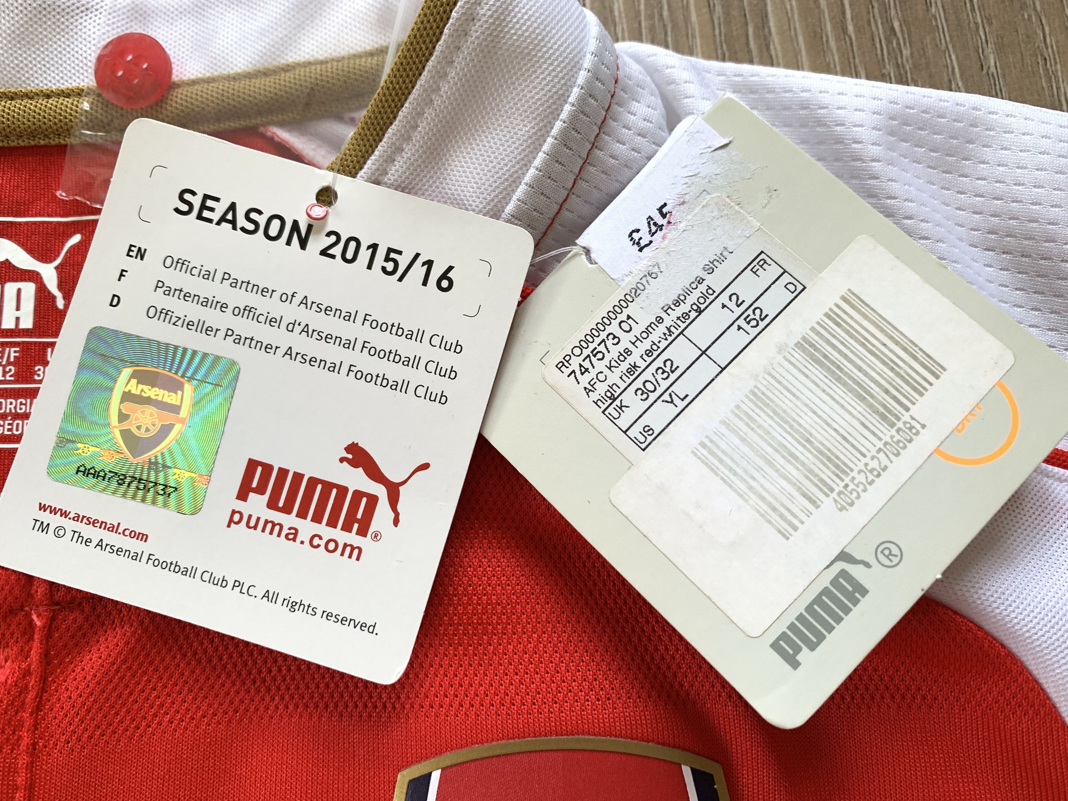 Puma Youth Puma Arsenal Soccer Jersey 2015-2016 Size US XXS / EU 40 - 9 Thumbnail