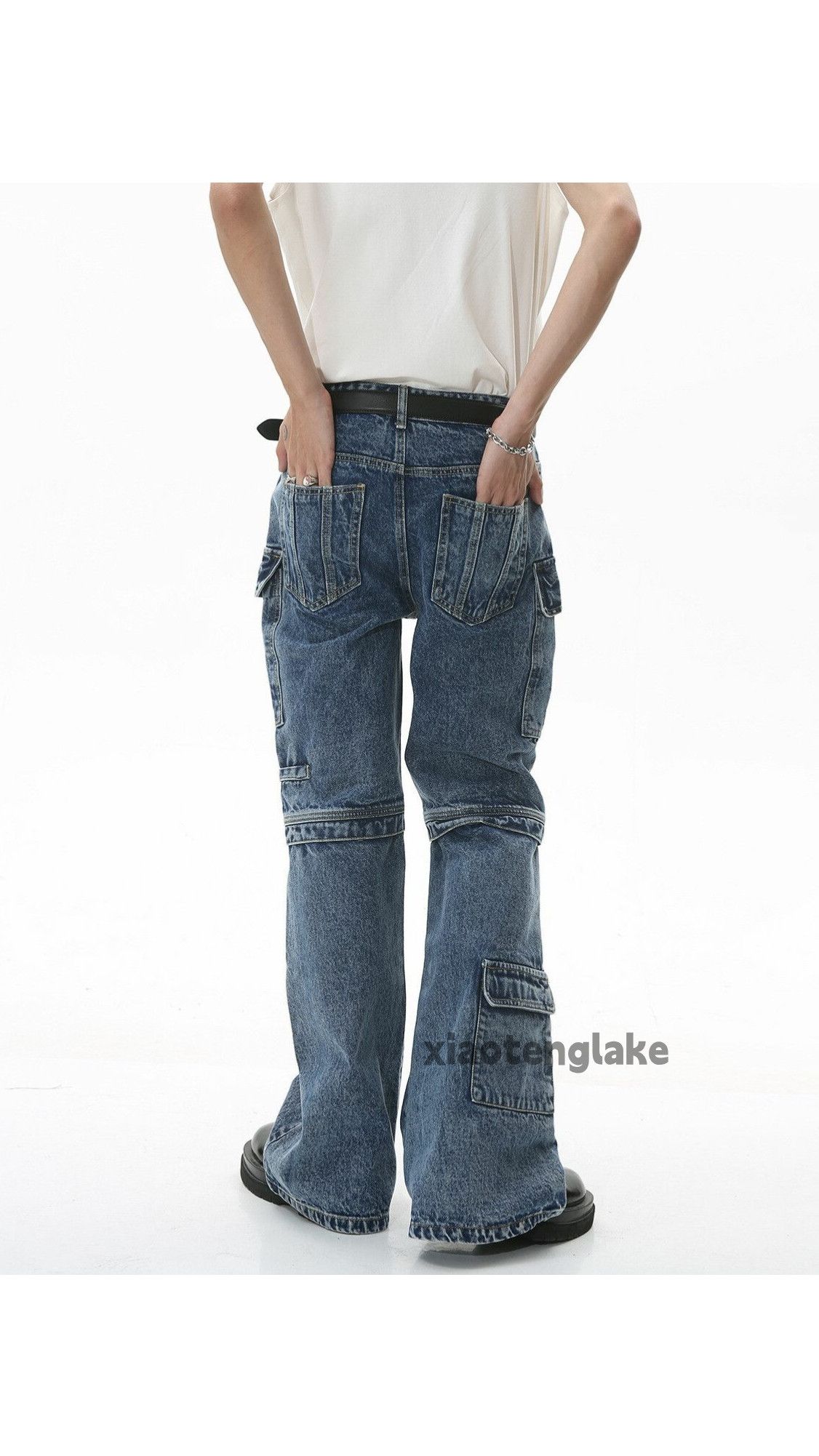 Jean × Vintage washed faded punk grunge bootcut flared cargo jeans Size US 30 / EU 46 - 5 Thumbnail