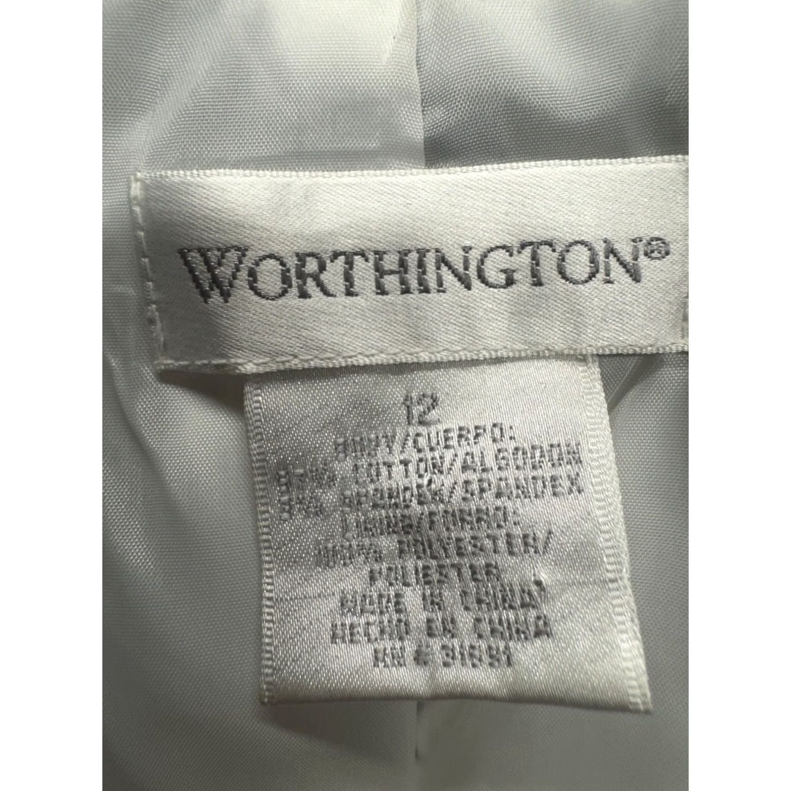 Worthington Worthington Blazer Unisex Adults Floral Print Black & White 12 Polyester 3/4 Sleeve Hook-and-Eye Fully Lined Size 12 Like New Size XL / US 12-14 / IT 48-50 - 3 Thumbnail
