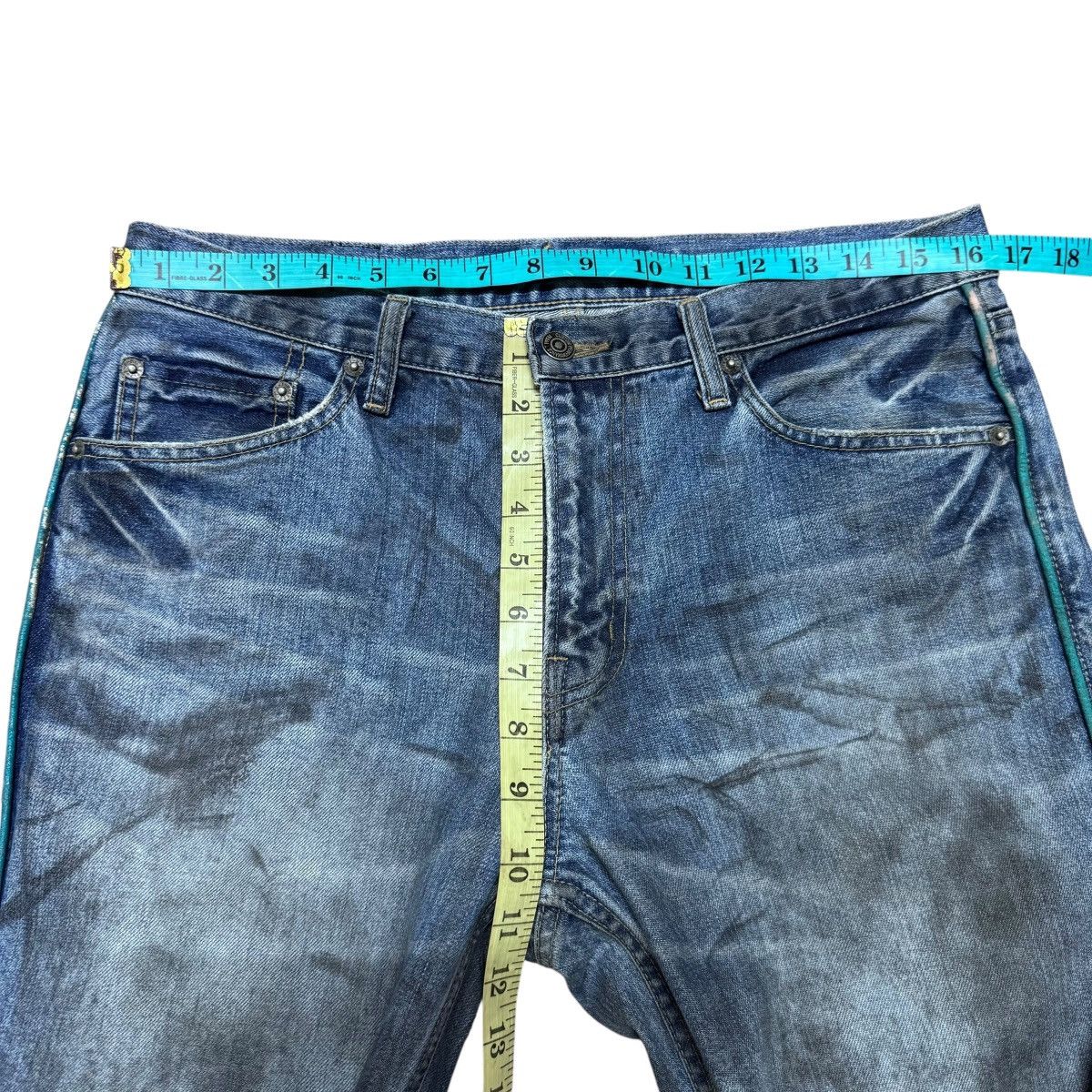 PPFM PPFM Distressed Denim Painted Airbrush Side Striped Jeans Size US 33 - 17 Thumbnail