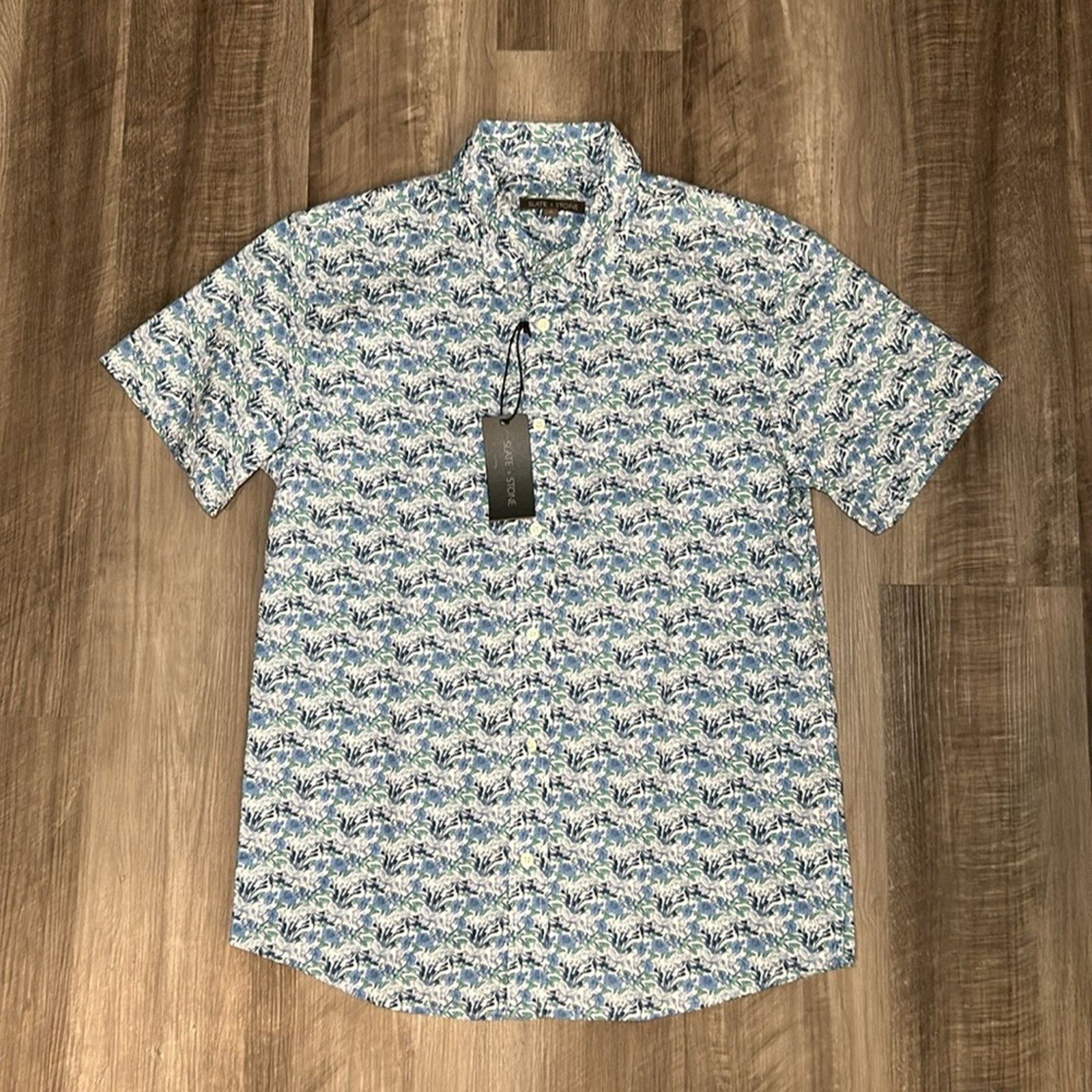 Slate & Stone Slate & Stone Garden Print Poplin Short Sleeve - Medium Size US M / EU 48-50 / 2 - 2 Thumbnail