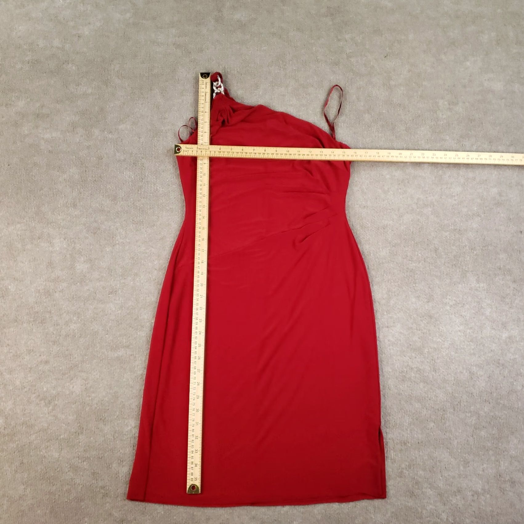 Ralph Lauren Lauren Ralph Lauren Hollynn Dress Sz 6 Red Embellished Sleeveless Ruched Stretch Size M / US 6-8 / IT 42-44 - 2 Thumbnail