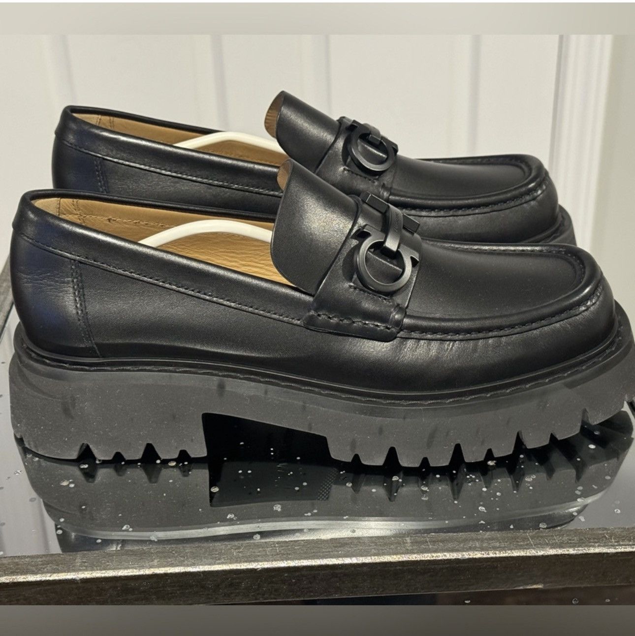 Salvatore Ferragamo Florian Leather Lug-Sole Platform Loafers Size US 8.5 / EU 41-42 - 5 Thumbnail