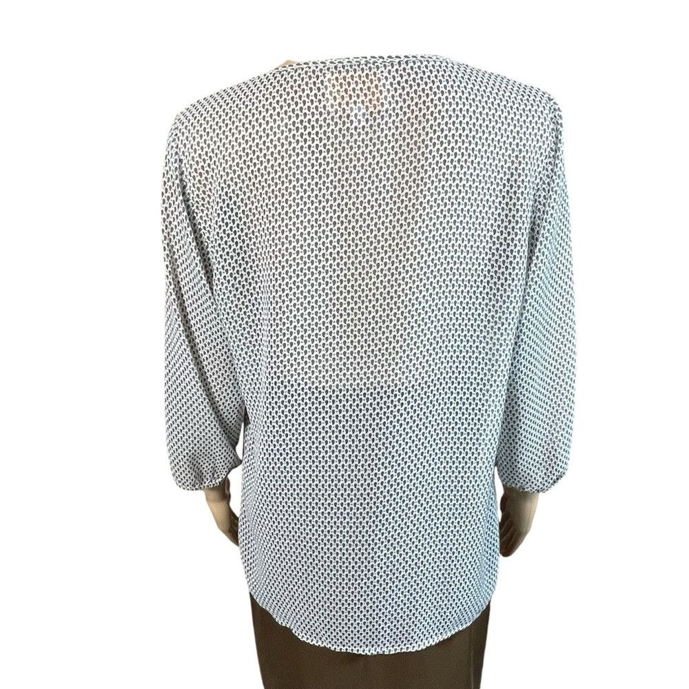 Other Skies Are Blue Front Pleated 3/4 Sleeve Chiffon Blouse Size Size M / US 6-8 / IT 42-44 - 4 Thumbnail