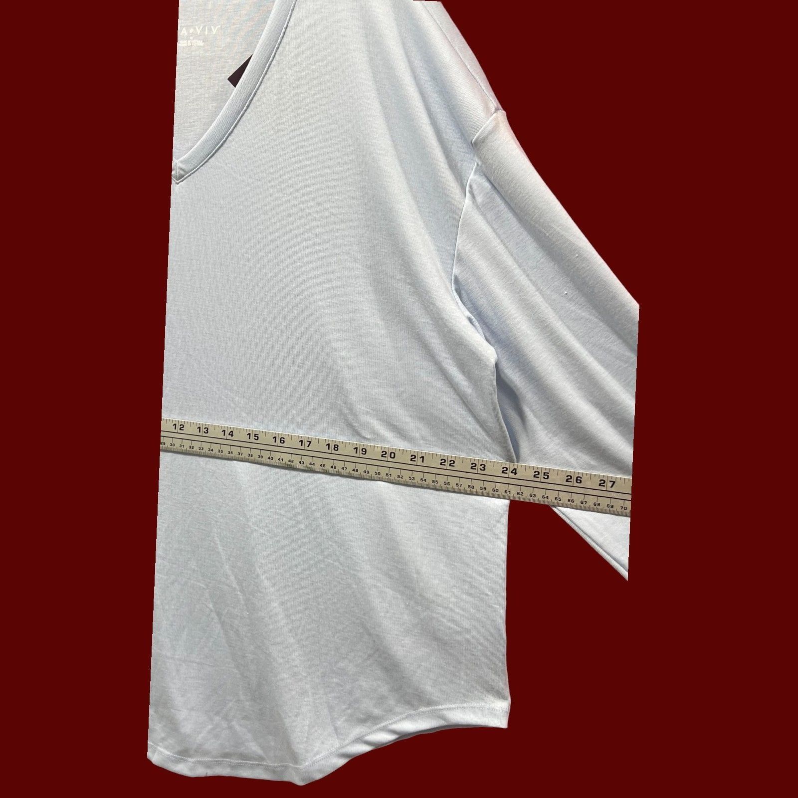 Other Ava & Viv - Women's Long Sleeve V-Neck T-Shirt - Light Blue Size XL / US 12-14 / IT 48-50 - 3 Thumbnail