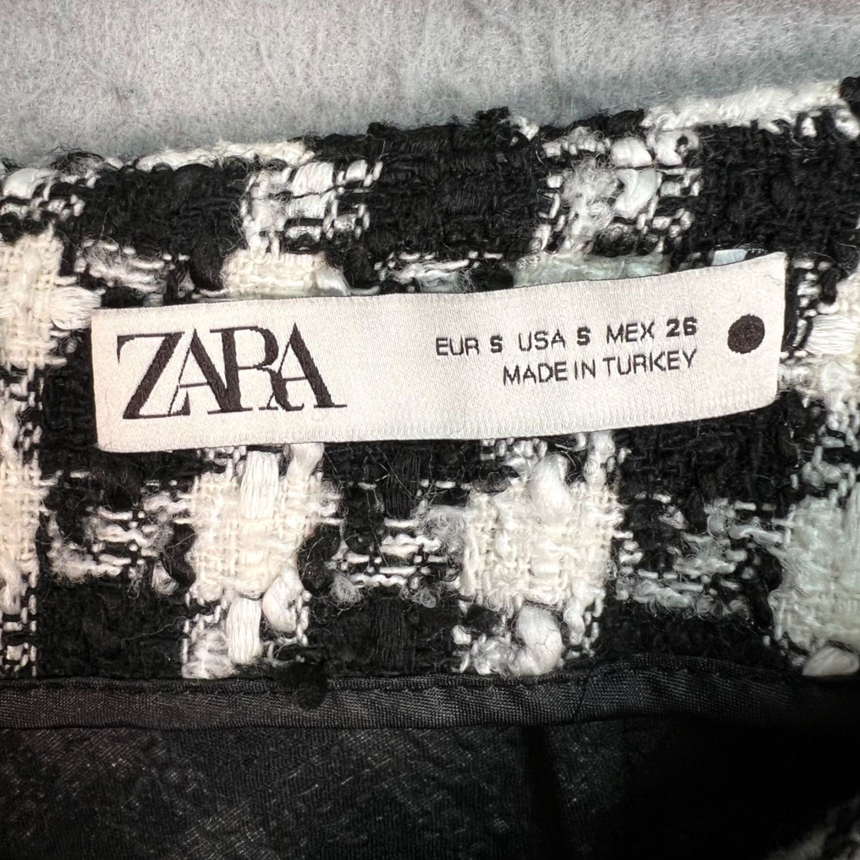 Zara Zara Skirt Womens Small Black & White Houndstooth Tweed Mini Short Casual Summer Spring Size 28" / US 6 / IT 42 - 3 Thumbnail