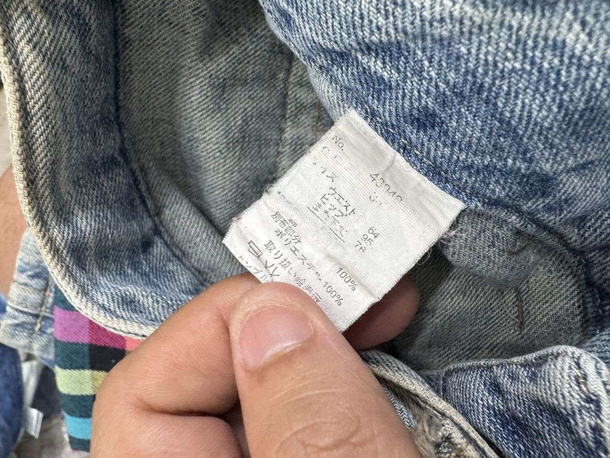 Hysteric Glamour Japanese Y2K Double Waist Plaid Patches Sun Faded Denim Size US 31 - 13 Thumbnail