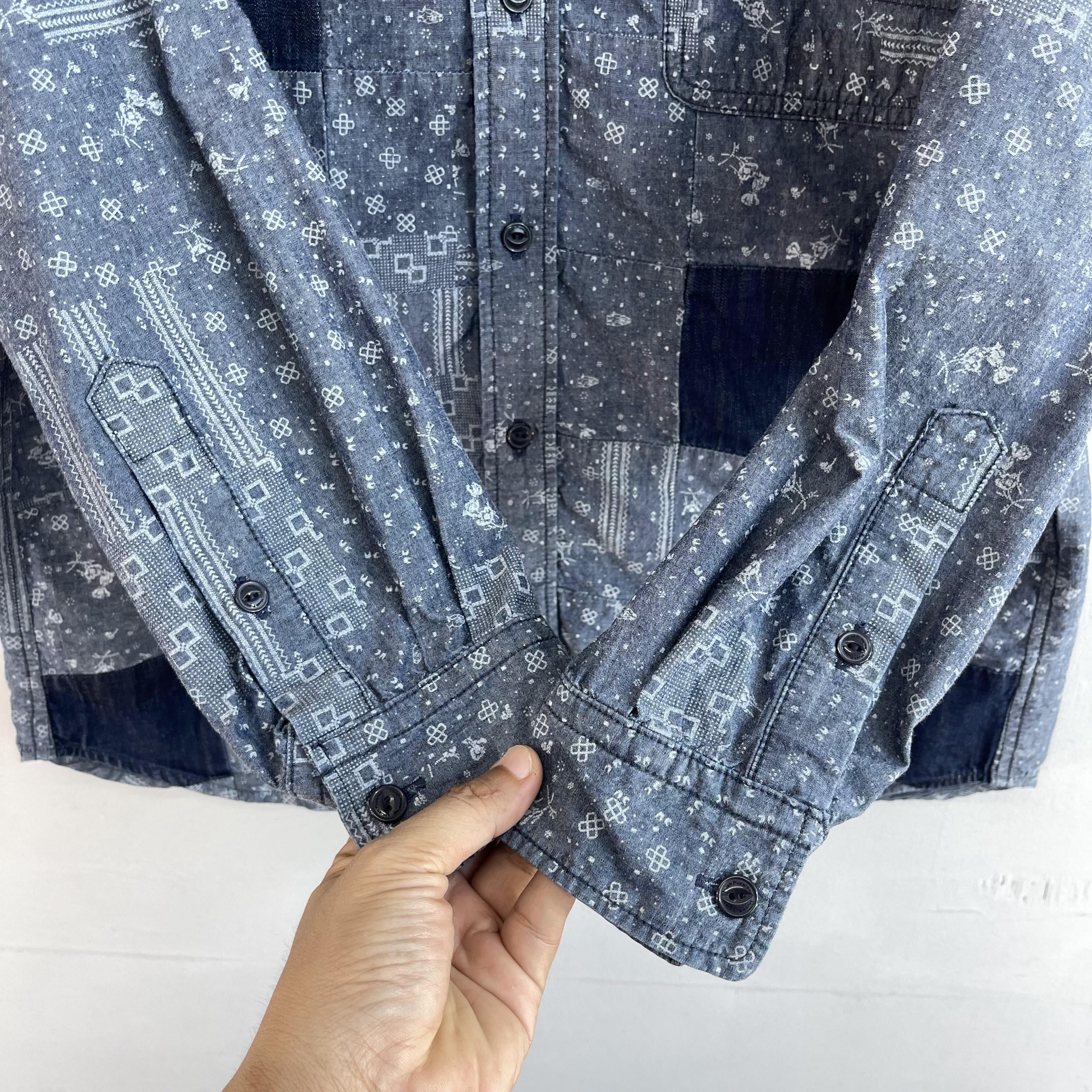 Japanese Brand × Vintage Vintage Patchwork Reconstruct Flannel Denim Button Up Size US M / EU 48-50 / 2 - 7 Thumbnail