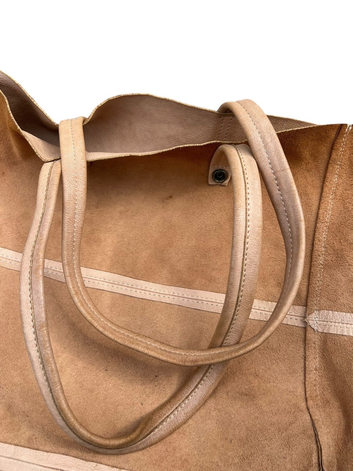 Japanese Brand × Leather Vintage CIMABUE Japan Fade Patina Leather Tote Bag Size ONE SIZE - 24 Thumbnail