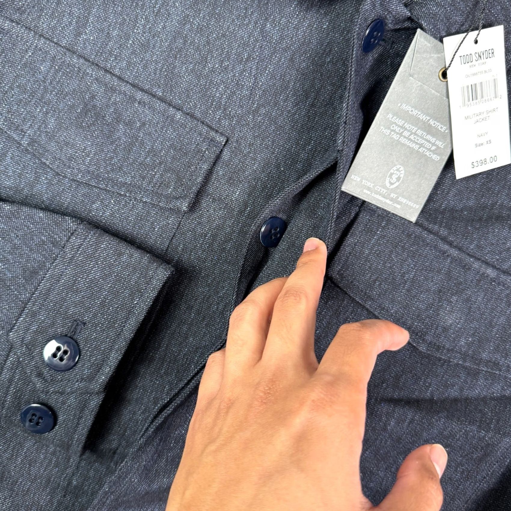 Todd Snyder Todd Snyder Jacket Mens XS Navy Blue Military Shirt Pockets NEW MSRP 98 Size US XS / EU 42 / 0 - 4 Thumbnail