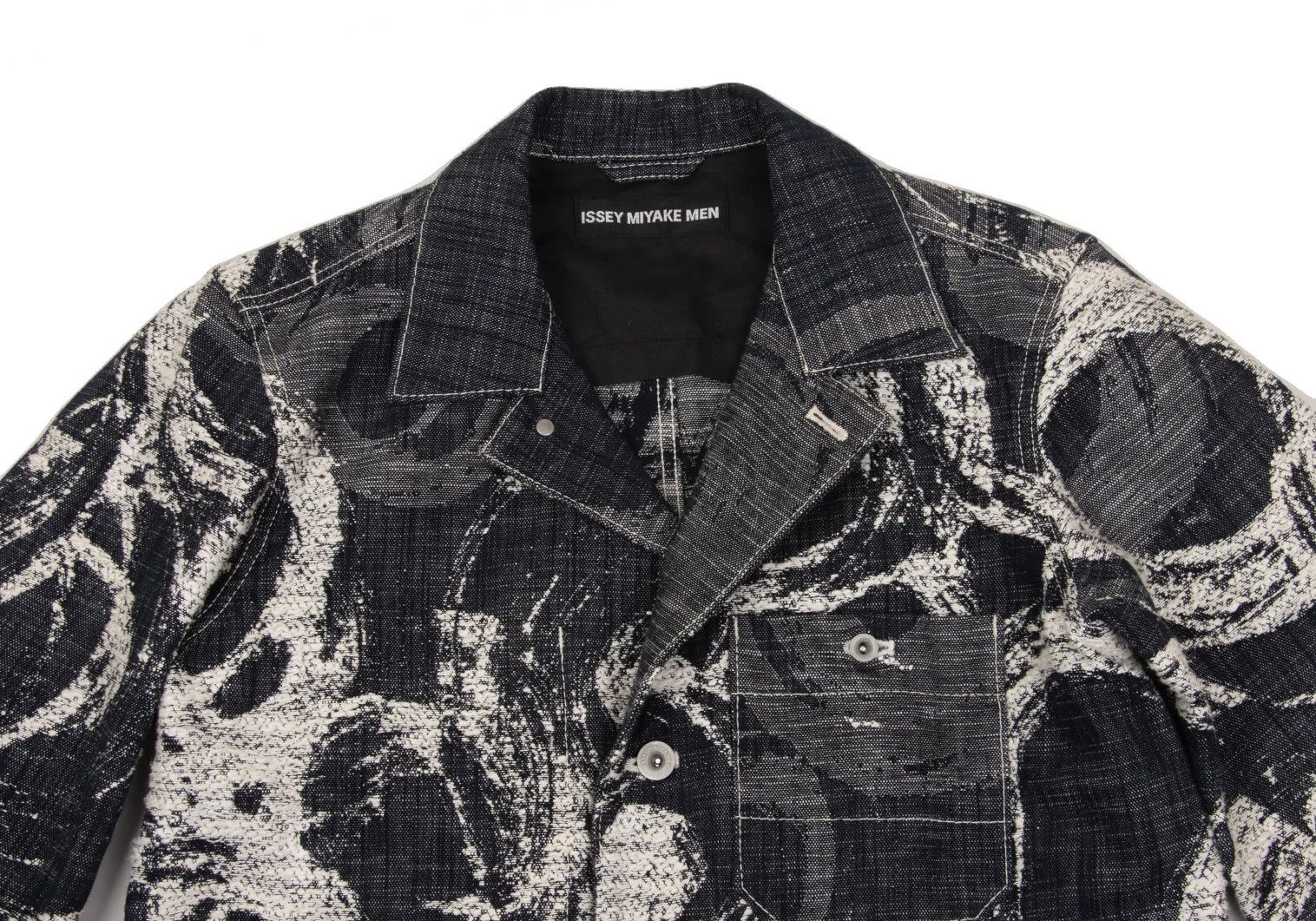 Issey Miyake Cotton Graphic Jacquard Patch Pocket Denim Jacket Indigo Off Size US M / EU 48-50 / 2 - 2 Thumbnail