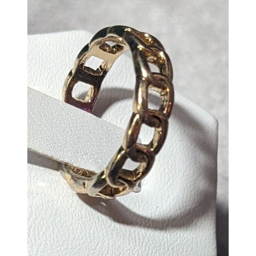 Other Punk Chain Link Shaped Gold Tone Fashion Ring Size 7 3/4 Size ONE SIZE - 9 Thumbnail