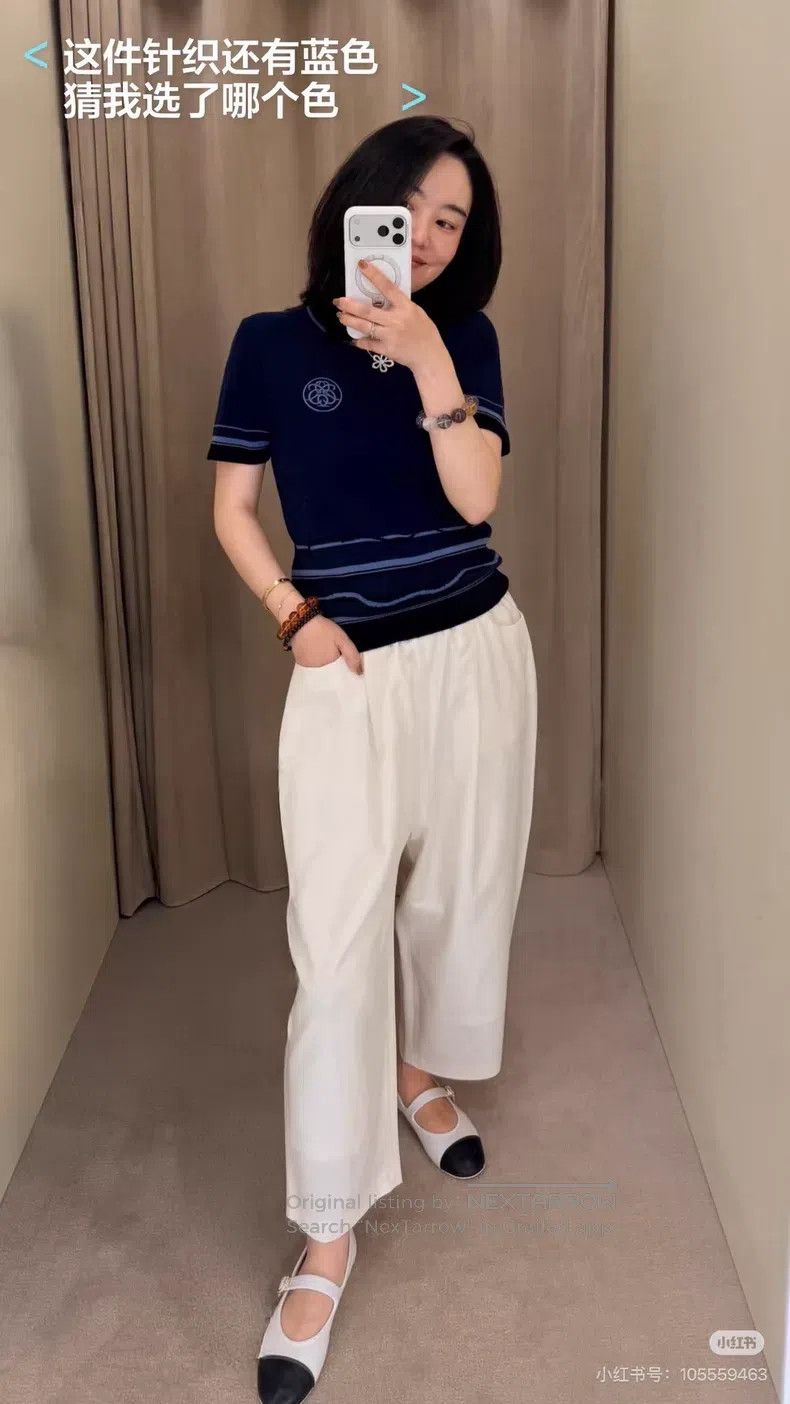 Hermes Hermes Navy Blue Women's Short Sleeve Cashmere Knit Sweate Size XS / US 0-2 / IT 36-38 - 5 Thumbnail