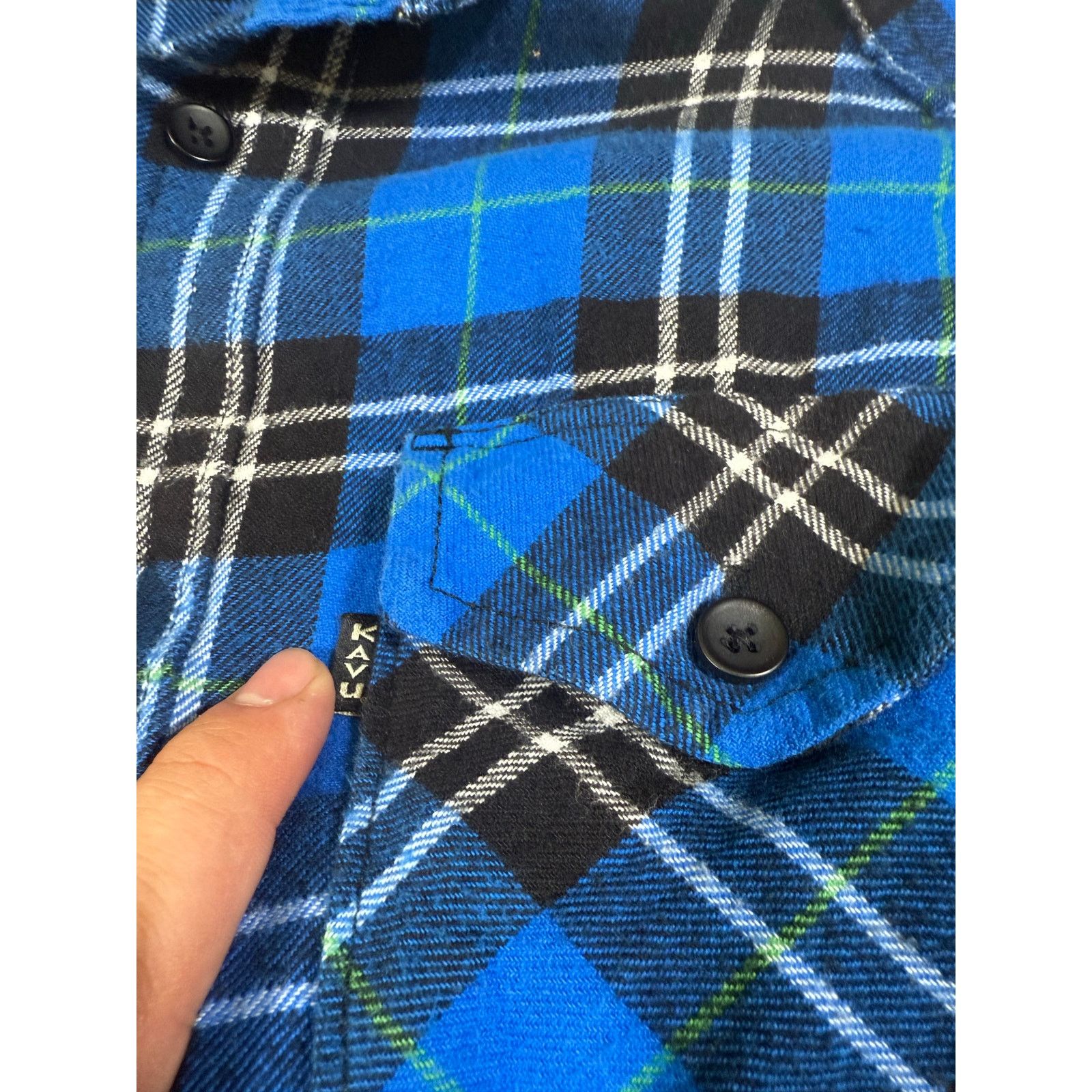 KAVU KAVU Men’s Flannel Shirt M Blue Black Plaid Long Sleeve Size US M / EU 48-50 / 2 - 3 Thumbnail