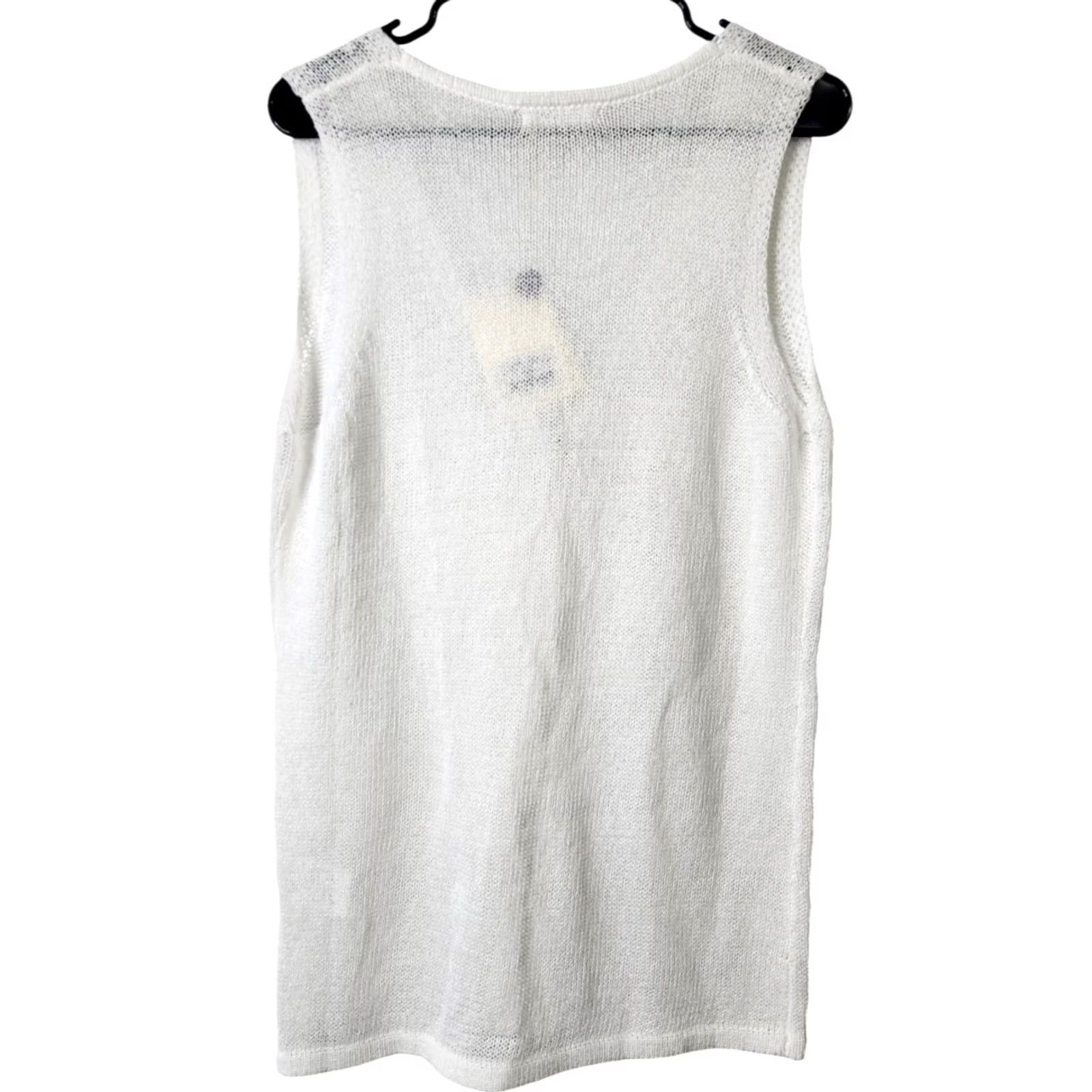 Vintage Peppermayo Womens M White Knit Top Sleeveless One Button Cardigan Capri Glow Size M / US 6-8 / IT 42-44 - 2 Thumbnail