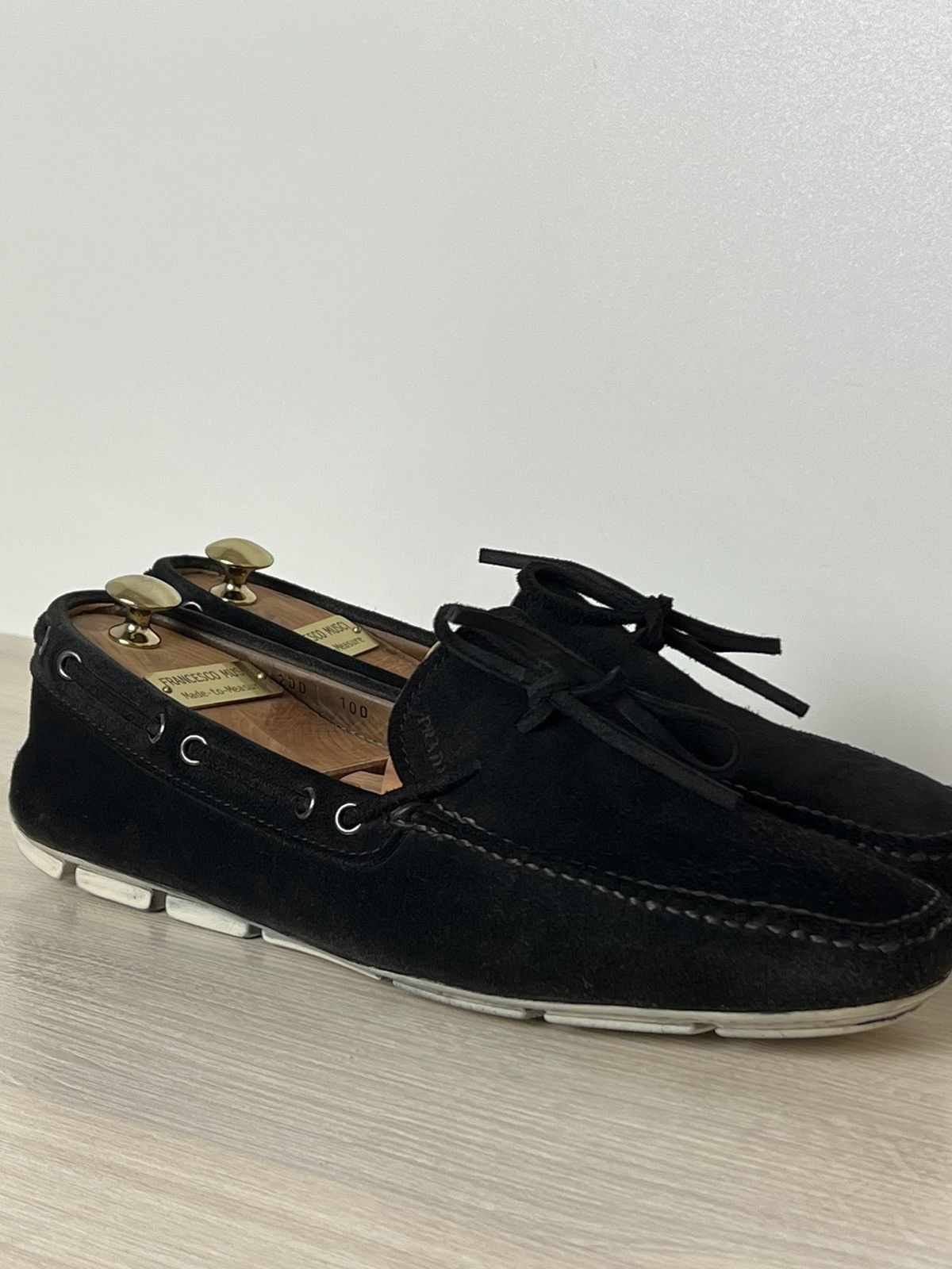 Prada Prada Black Suede Driving Loafers with Laces – Size 9,5 Size US 9.5 / EU 42-43 - 11 Thumbnail