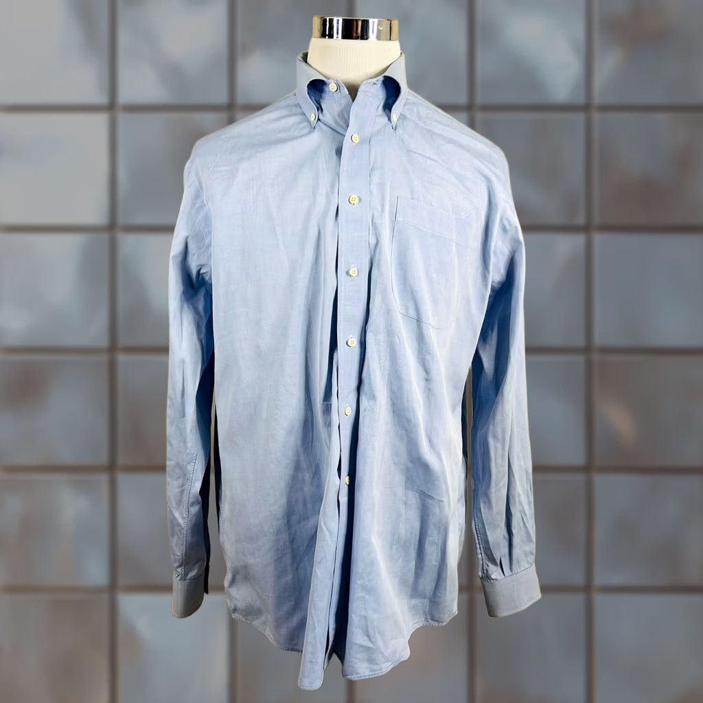 Nordstrom Nordstrom Dress Shirt Men 2x2 Pinpoint Cotton Light Blue 16.5 35 Button-Down- Collar Pocket Long Sleeve Regular Fit Mens Size 46R - 1 Thumbnail