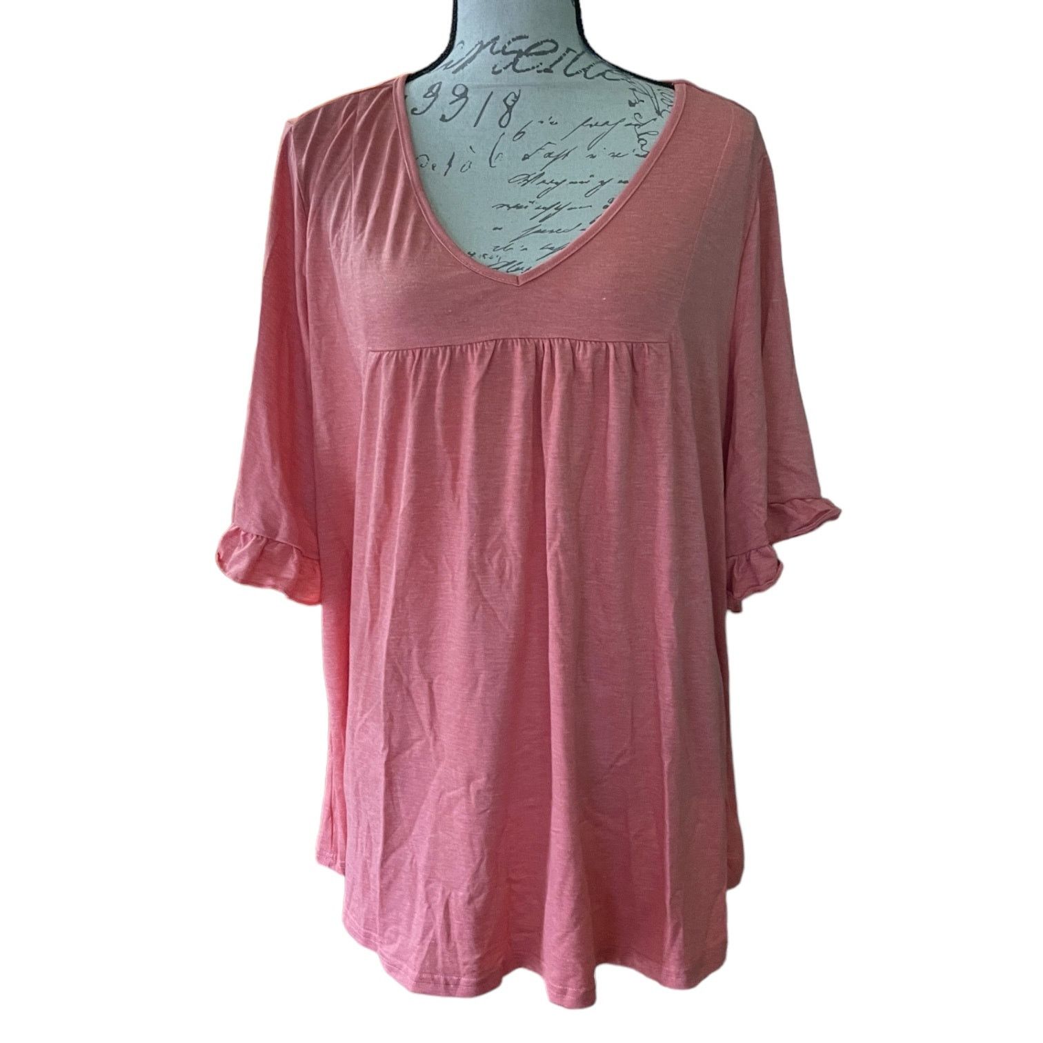 Other Bloomchic Coral Pullover Ruffle Sleeve Shirt Size 14/16 Size XL / US 12-14 / IT 48-50 - 1 Thumbnail