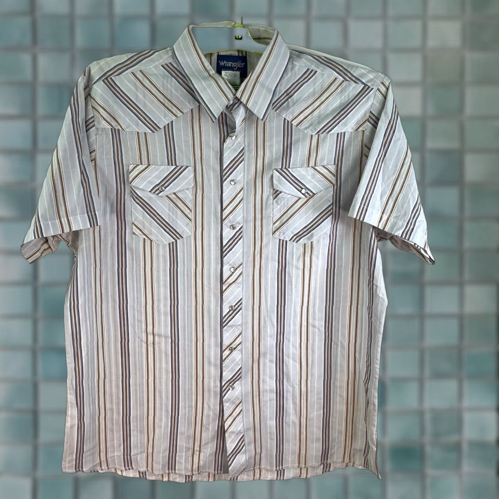 Wrangler VTG Wrangler Western Pearlsnap Striped Shirt Mens Size 2XT Size US XXL / EU 58 / 5 - 1 Thumbnail