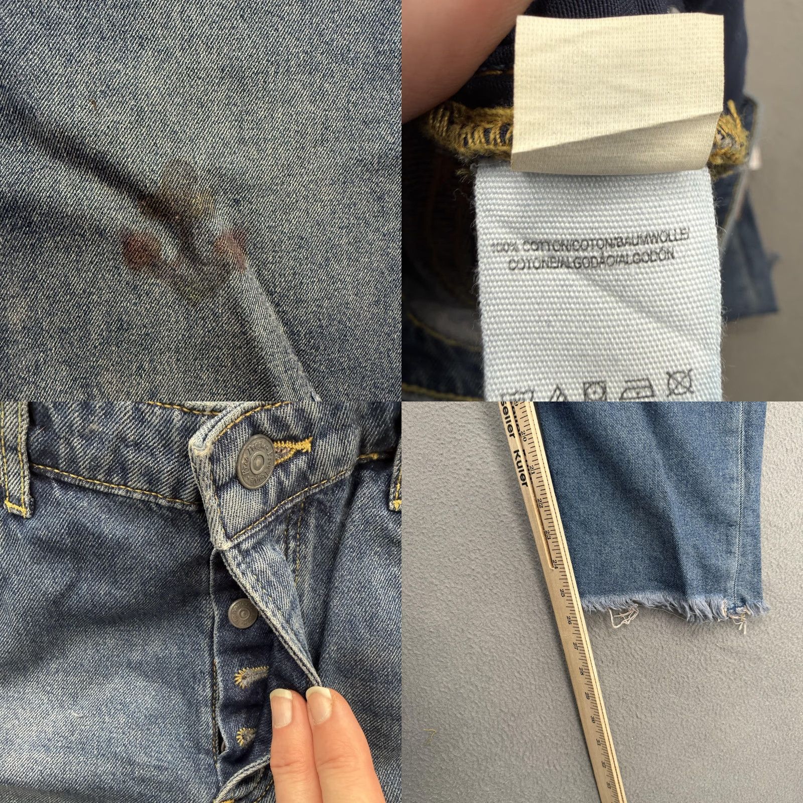 Free People Free People Jeans Womens 29 Blue High Rise Distressed Cropped Denim Raw Hem Womens Regular 29 Blue Distressed Cropped Jeans Size 29" - 8 Thumbnail
