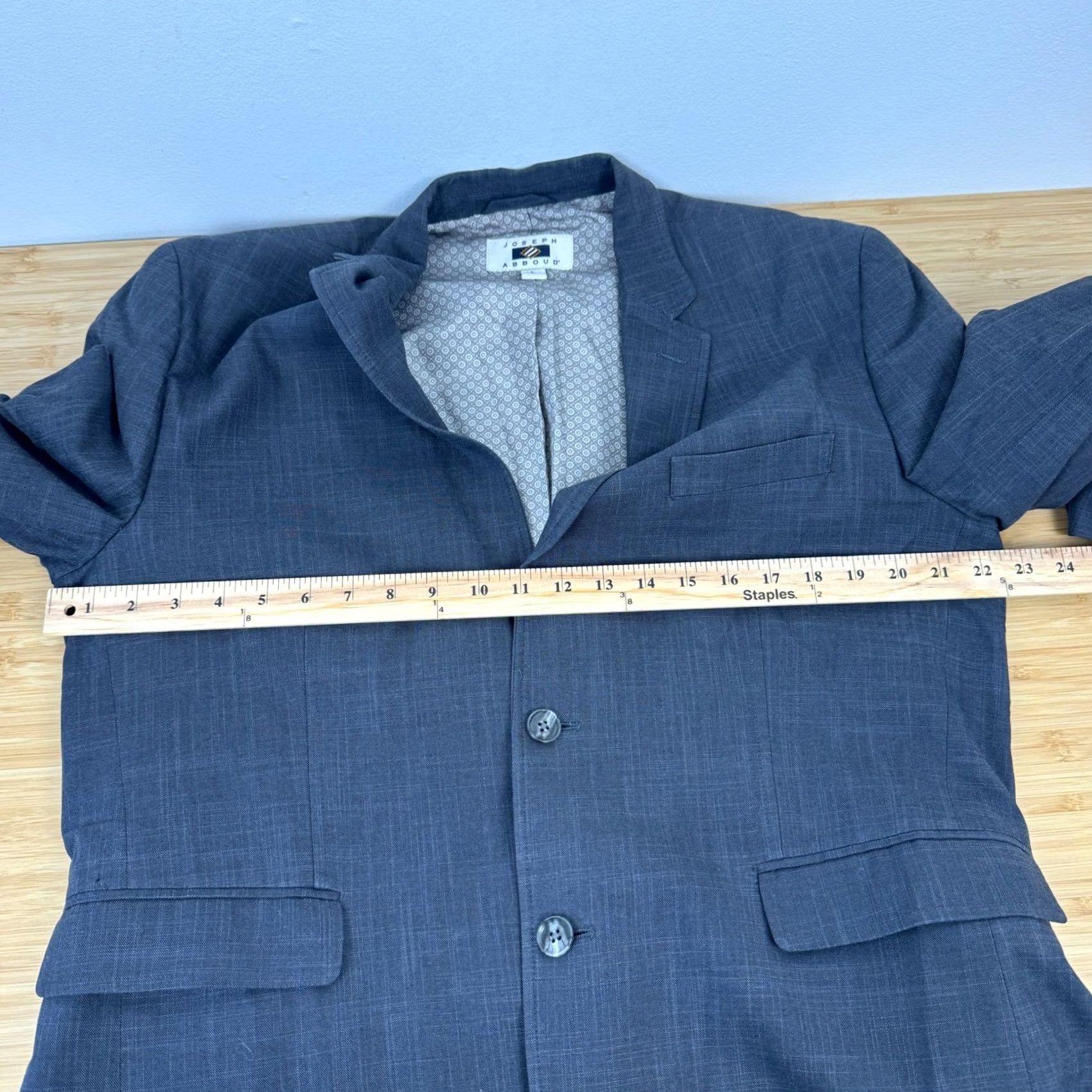 Joseph Abboud Joseph Abboud Blazer Mens Large Charcoal Gray 100% Cotton Two-Button Notch Lapel Double-Vented Size 42R - 7 Thumbnail