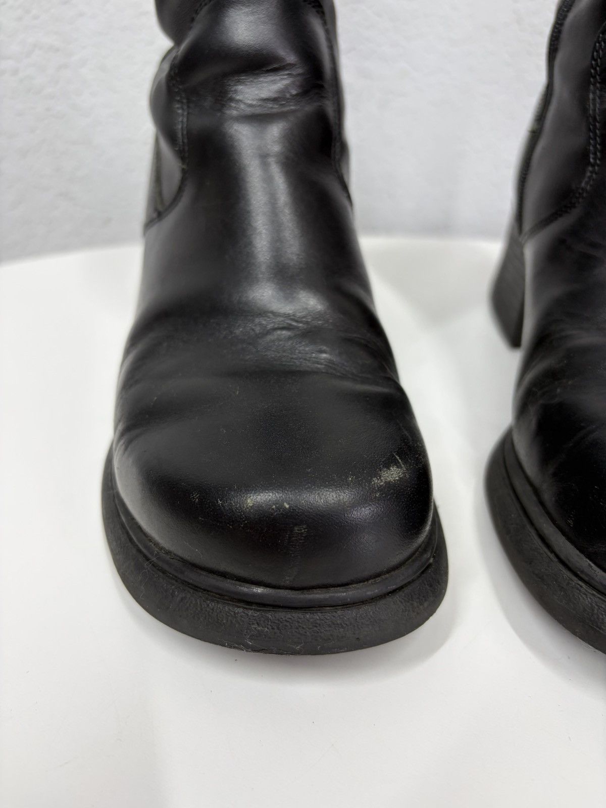 Hedi Slimane Vintage YSL Vibe Black Leather Heeled Biker Boots Grunge Y2K Size US 8 / EU 41 - 12 Thumbnail