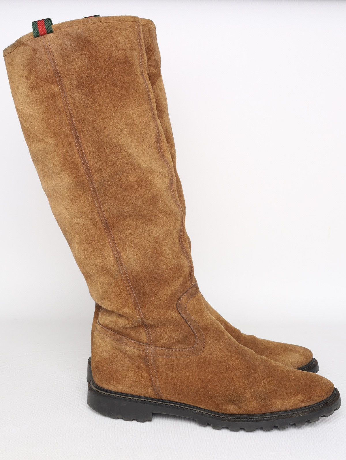 Gucci Gucci Suede Shearling Web Boots Brown Saint Moritz High Shoe Size US 8.5 / IT 38.5 - 22 Thumbnail