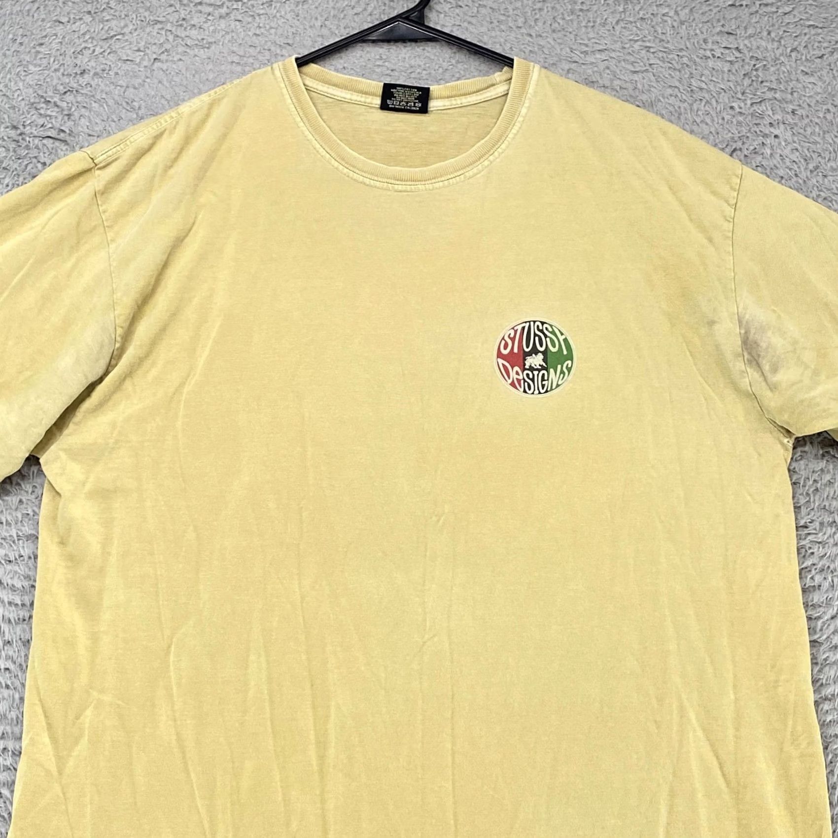 4SDESIGNS Stussy T-Shirt Mens Large Yellow Rasta Lion Graphic Tee Bubble Y2K Size US L / EU 52-54 / 3 - 4 Thumbnail